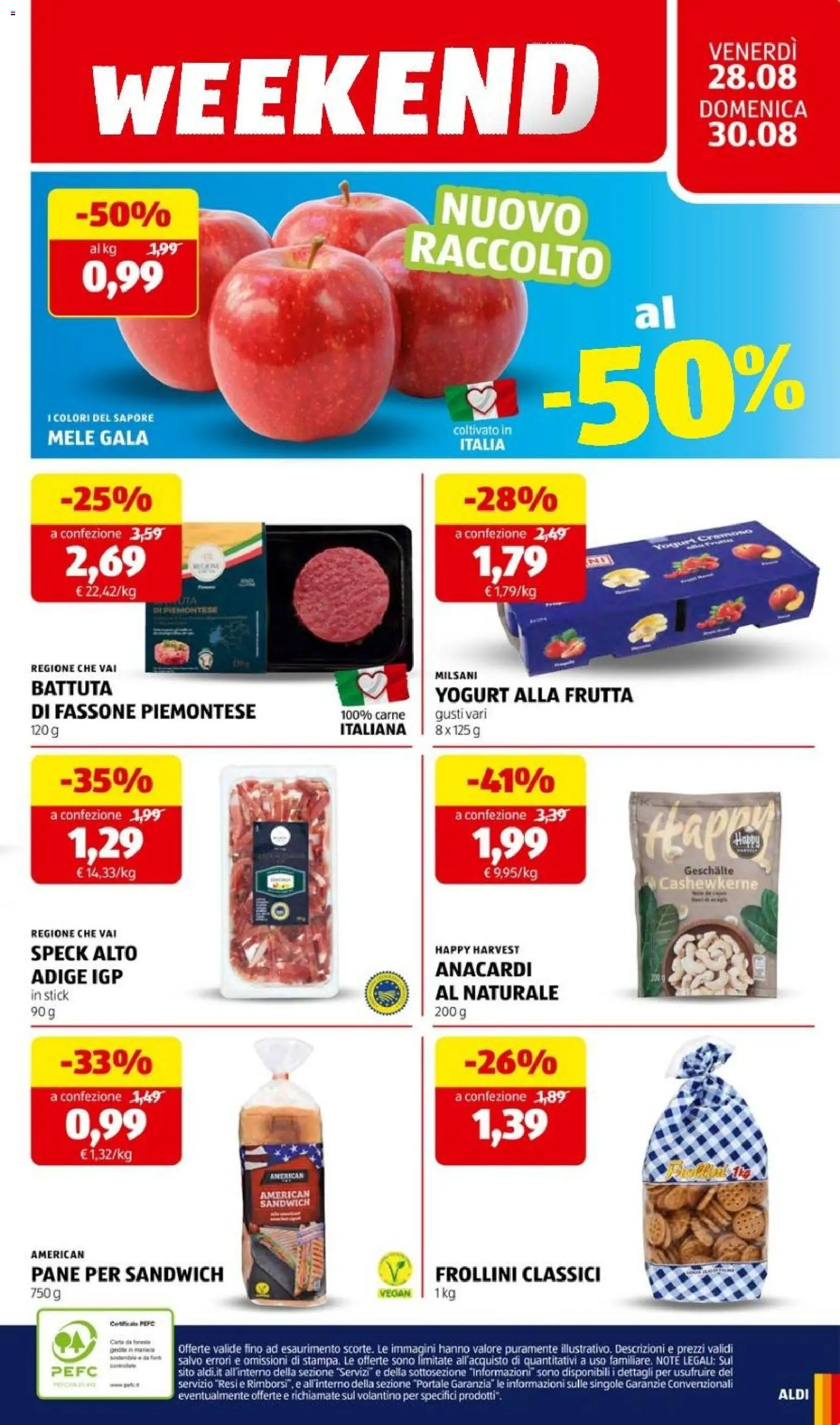 Volantino Aldi del 24/08/2026 | Pagina: 23 | Prodotti: Pane, Mele, Frutta, Carne