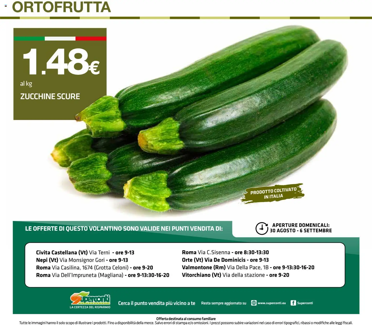 Volantino Superconti del 27/08/2026 | Pagina: 20 | Prodotti: Tè, Salve, Zucchine