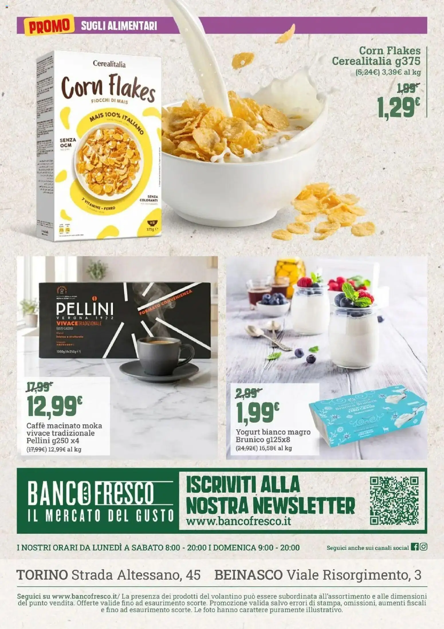 Volantino Offerte del 04.05.2026 | Pagina: 8 | Prodotti: Yogurt, Caffè, Fiocchi, Mais
