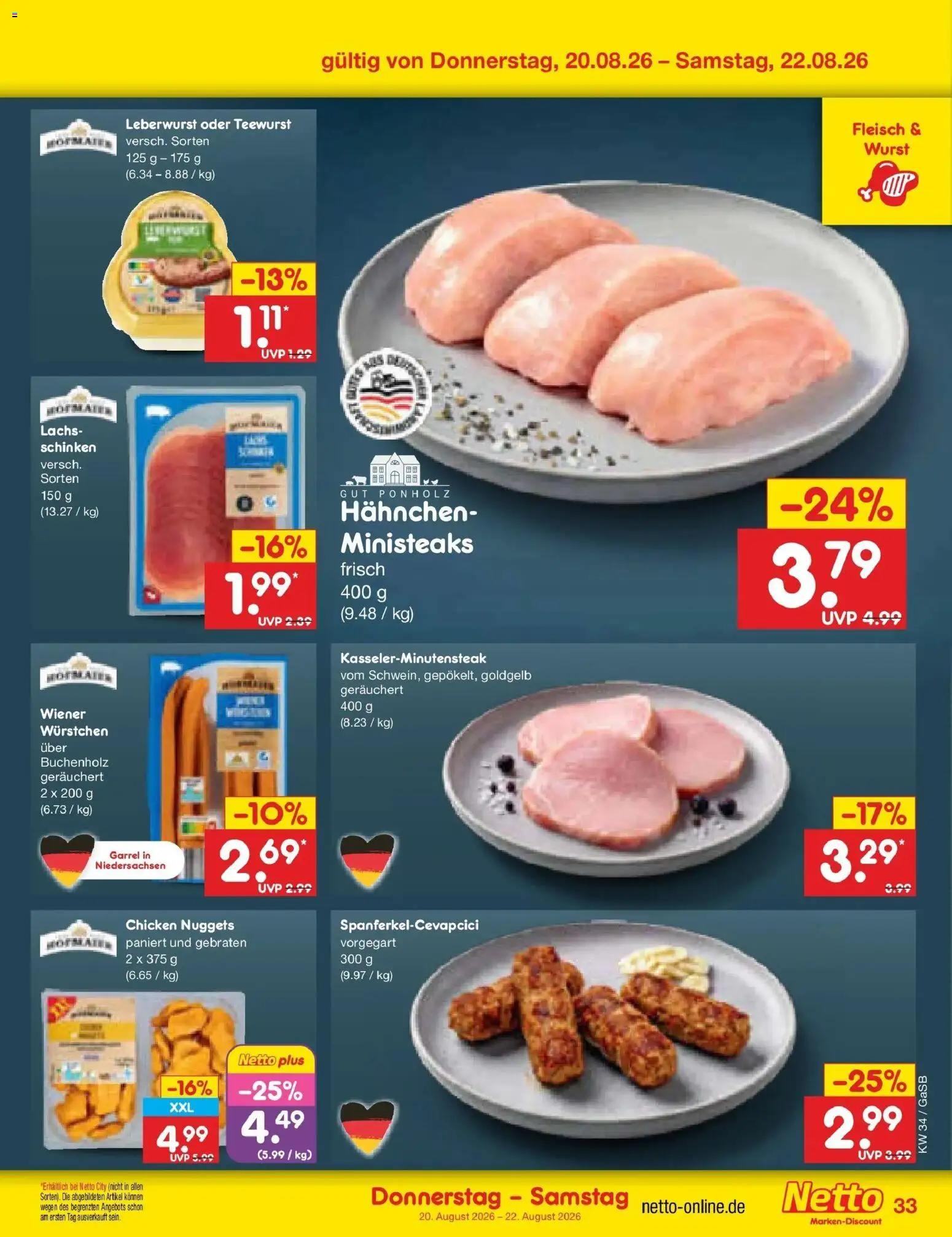 Netto Marken-Discount Prospekt Bremen-Lesum – gültig ab 17.08.2026 | Seite: 51 | Produkte: Hahnchen, Wurst, Schinken, Fleisch