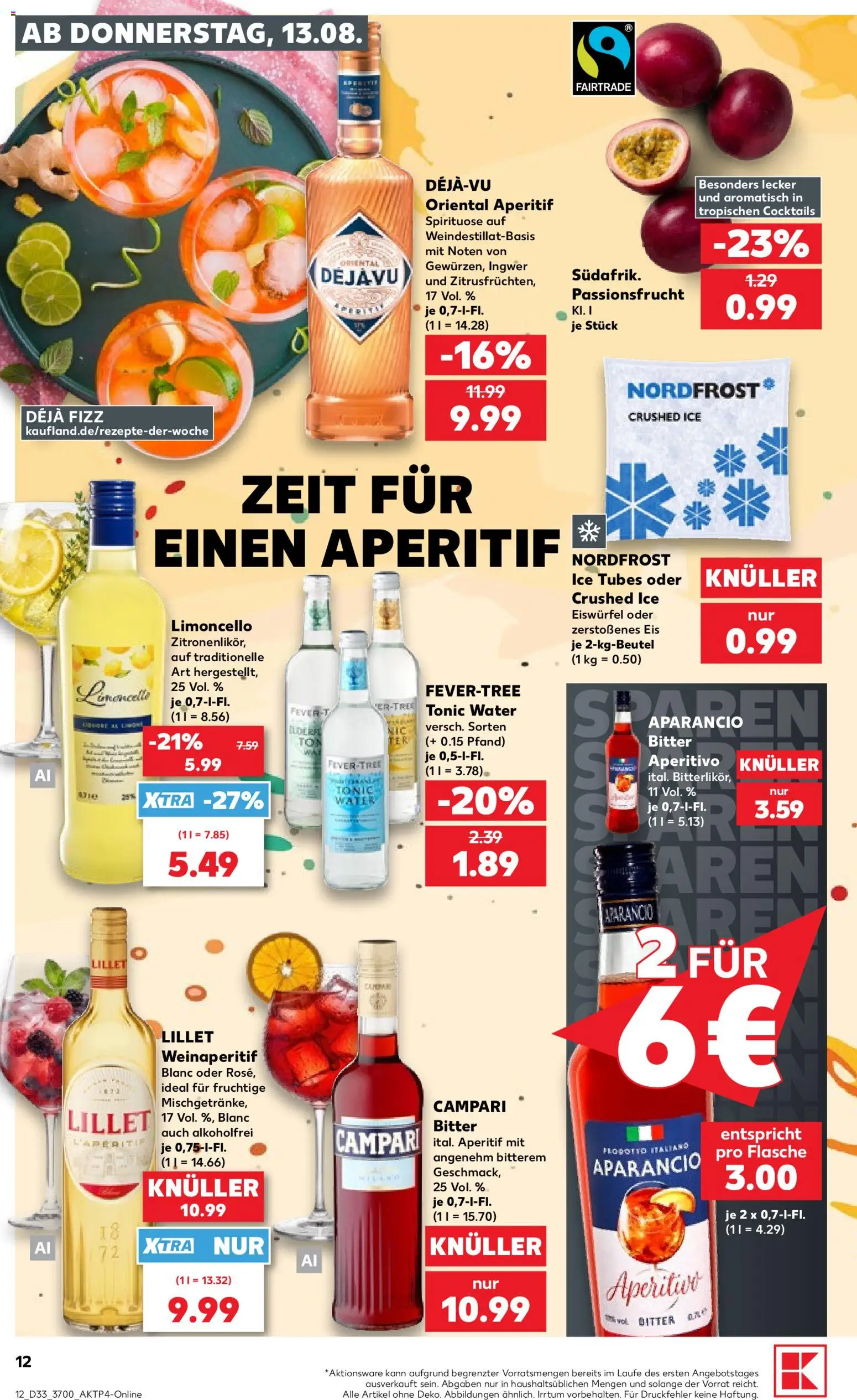 Kaufland Prospekt Rostock – gültig ab 13.08.2026 | Seite: 12 | Produkte: Campari, Lillet, Limoncello, Eis