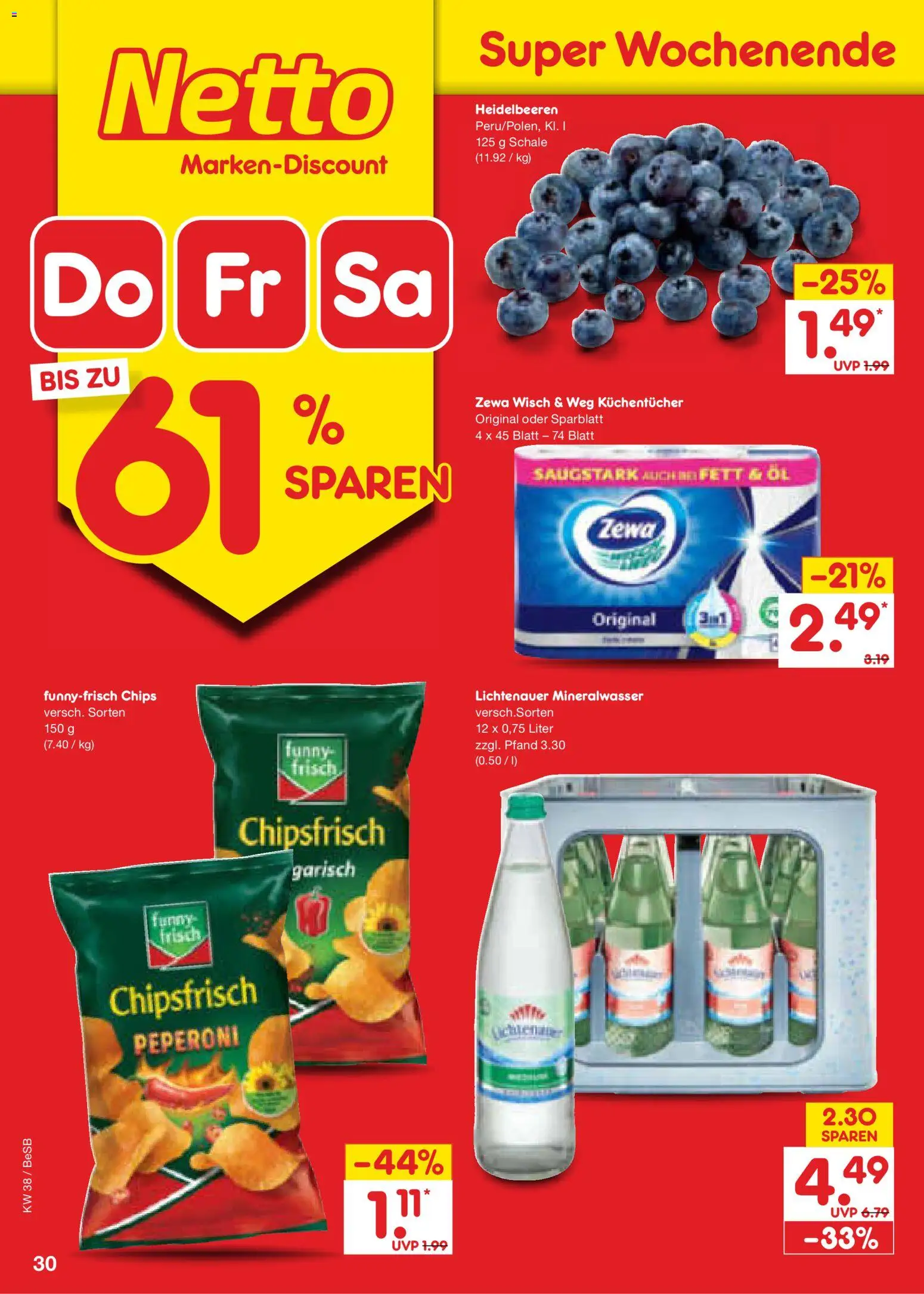 Netto Marken-Discount Prospekt – gültig ab 14.09.2026 | Seite: 42 | Produkte: Funny frisch, Zewa, Mineralwasser, Heidelbeeren