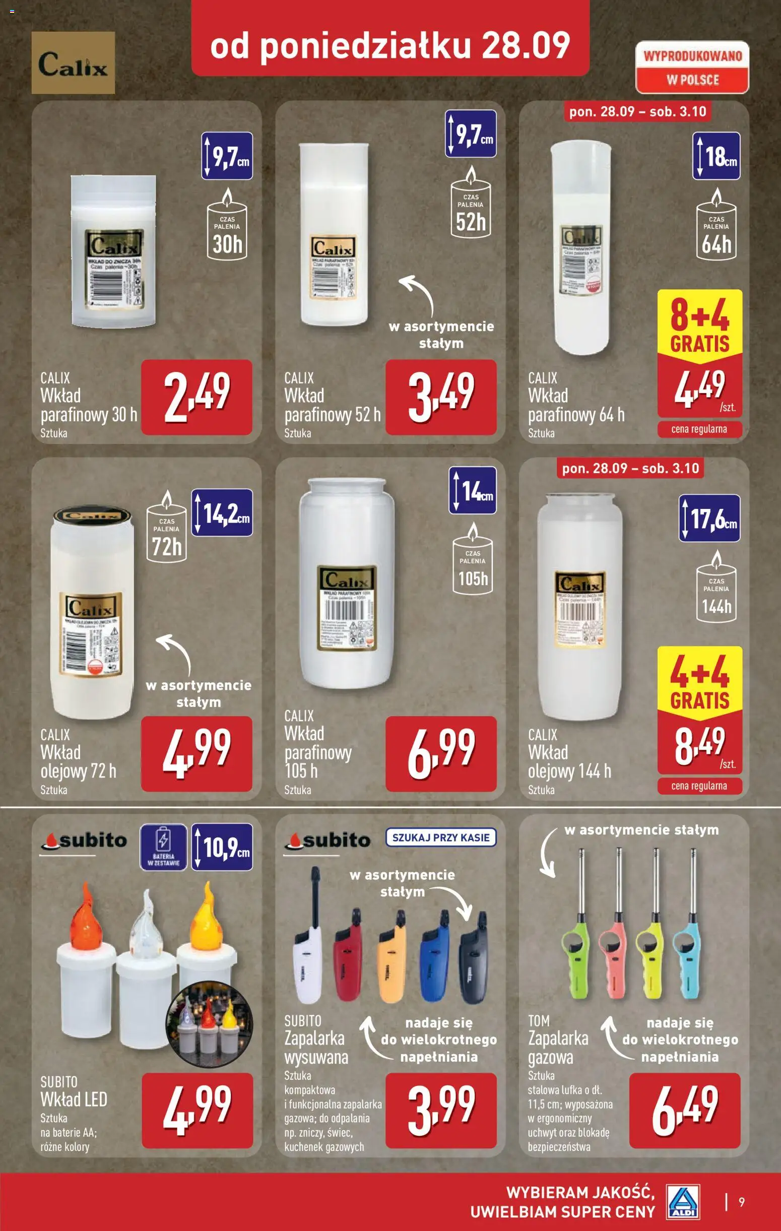 Aldi gazetka - Znicze i stroiki od 28.09.2026 | Strona: 9 | Produkty: Baterie, Bateria
