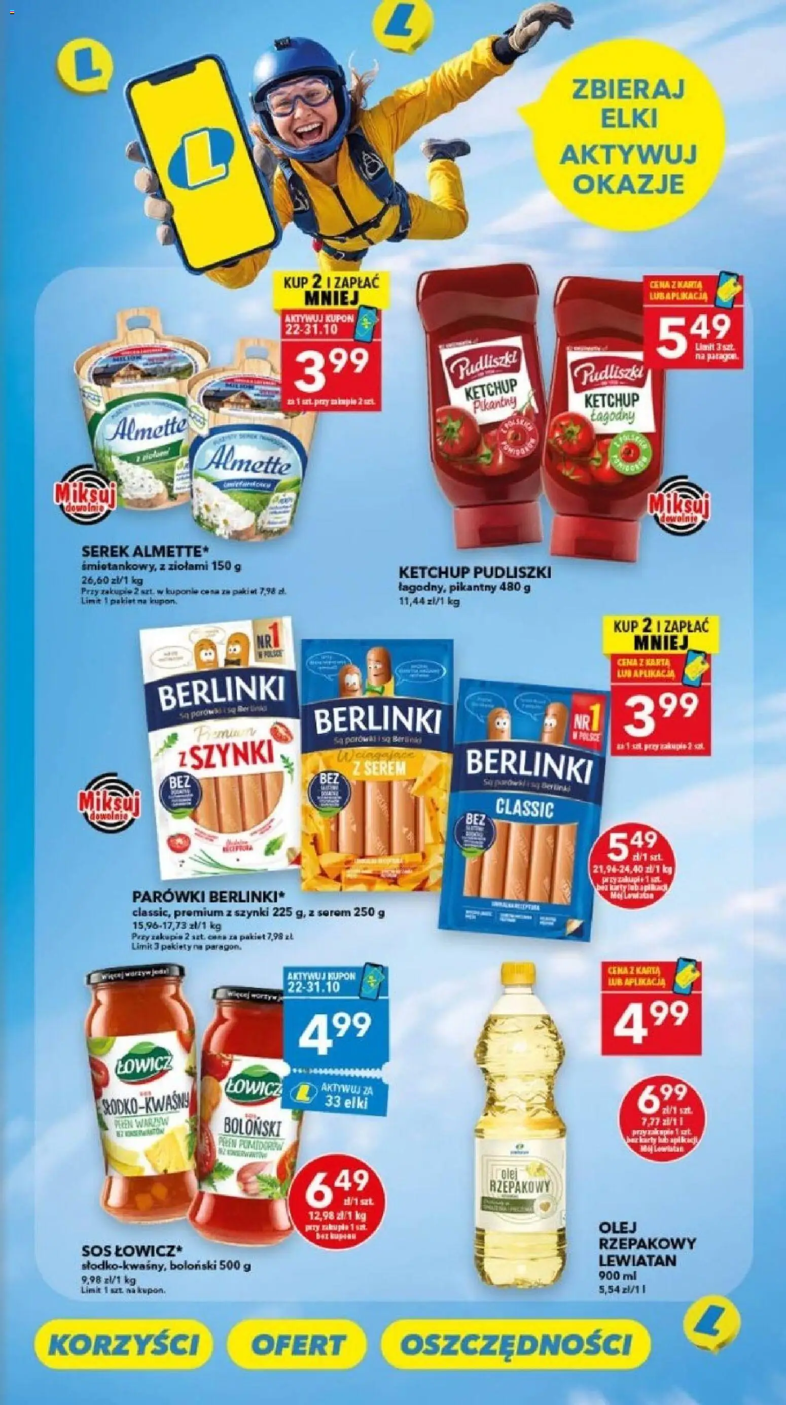 Lewiatan gazetka - Legnica od 22.10.2026 | Strona: 3 | Produkty: Karta, Olej rzepakowy, Ketchup pudliszki, Sos
