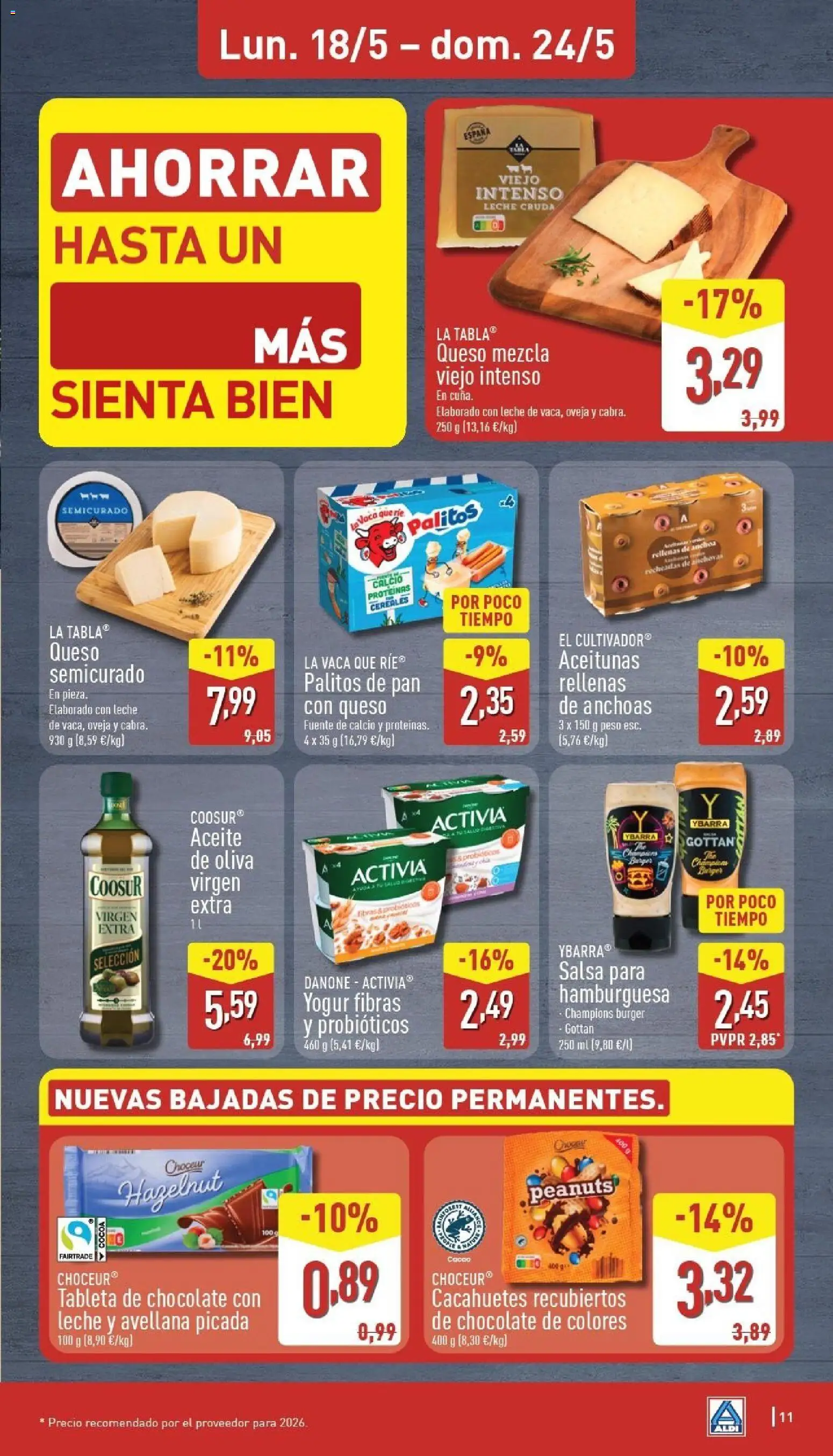 Aldi folleto Península │ válido desde el 18.05.2026 | Página: 11 | Productos: Queso, Chocolate, Tableta, Chocolate con leche