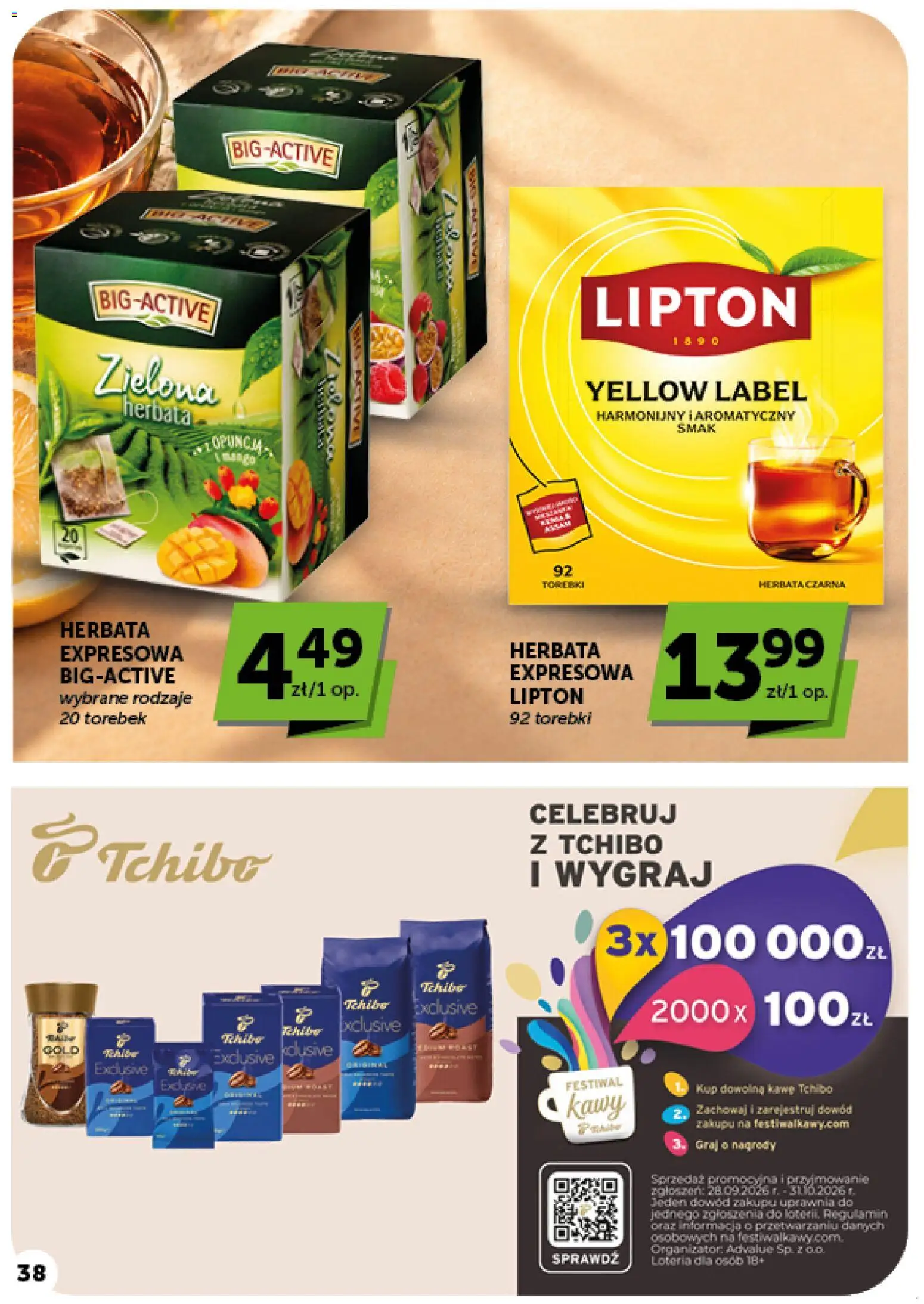 ABC gazetka od 08.10.2026 | Strona: 38 | Produkty: Herbata czarna, Tchibo exclusive, Tchibo, Torebki