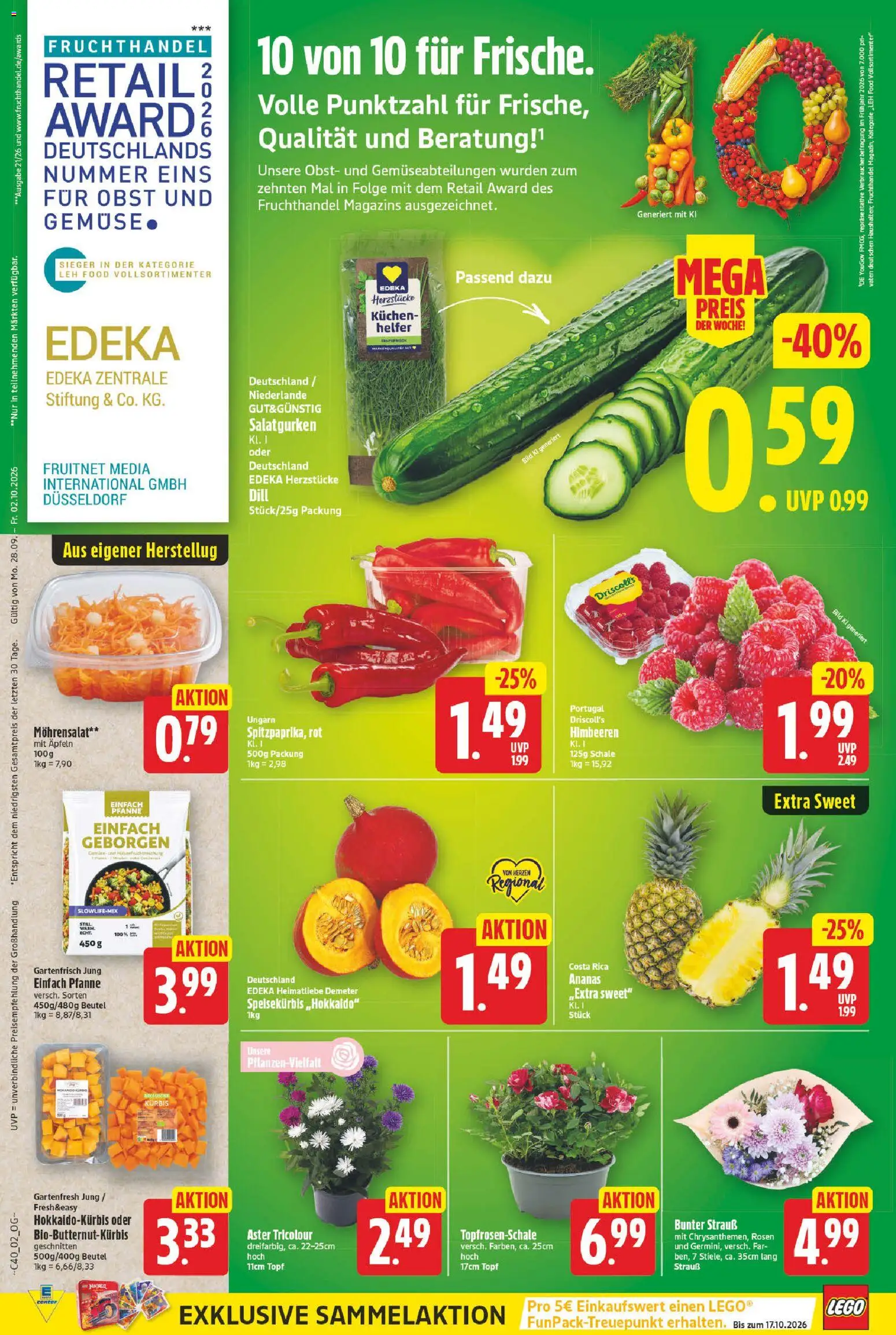 E center Prospekt – gültig ab 28.09.2026 | Seite: 2 | Produkte: Himbeeren, Ananas, Gemüse, Obst