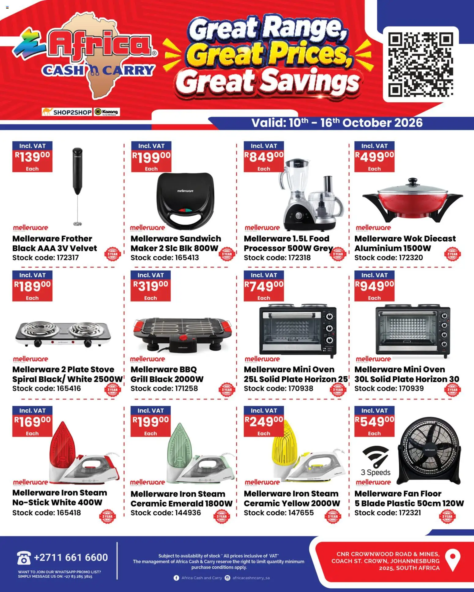New Africa Cash & Carry catalogue – valid from 10/10/2026 | Page: 2 | Products: Oven, Stove, Grill, Iron