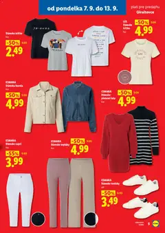 Lidl leták platný od 07.09.2026 | Strana: 5 | Produkty: Tričko, Bunda, Tenisky, Dámske tenisky