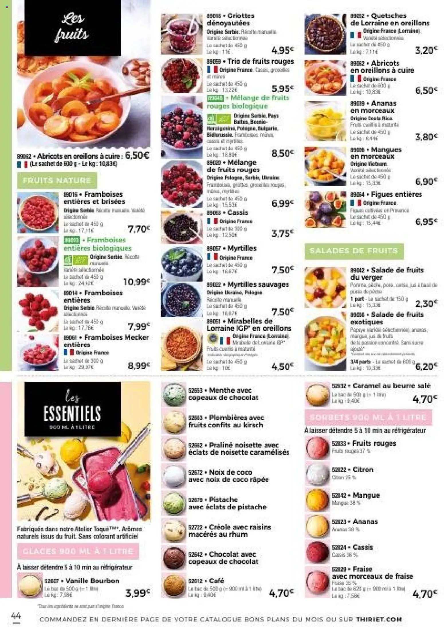 {H1} | Page: 44 | Produits: Réfrigérateur, Ananas en morceaux, Fruits, Chocolat