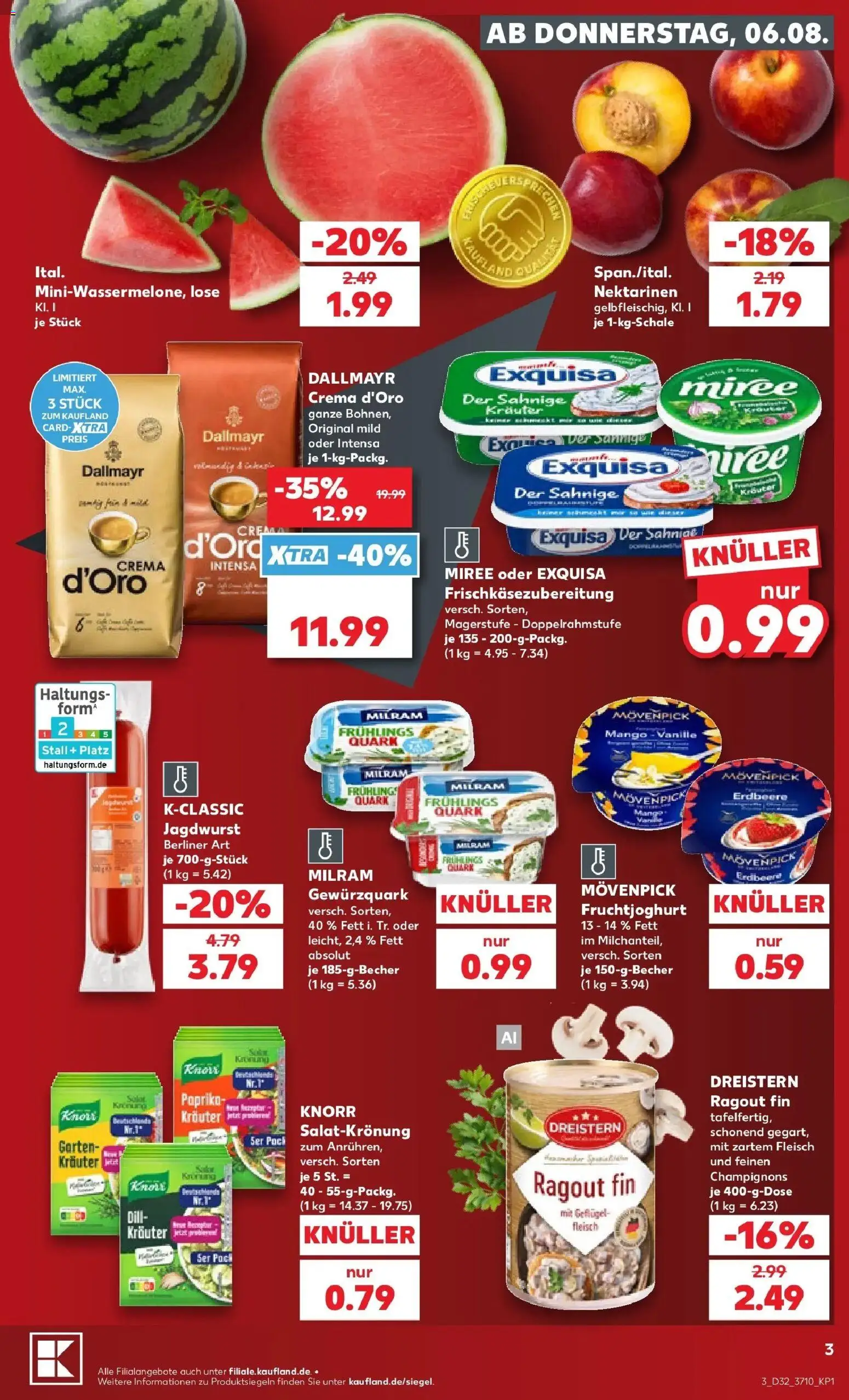 Prospekt Kaufland ab 06.08.2026 » Angebote Online zum Blättern | Seite: 3 | Produkte: Berliner, Knorr, Champignons, Dallmayr
