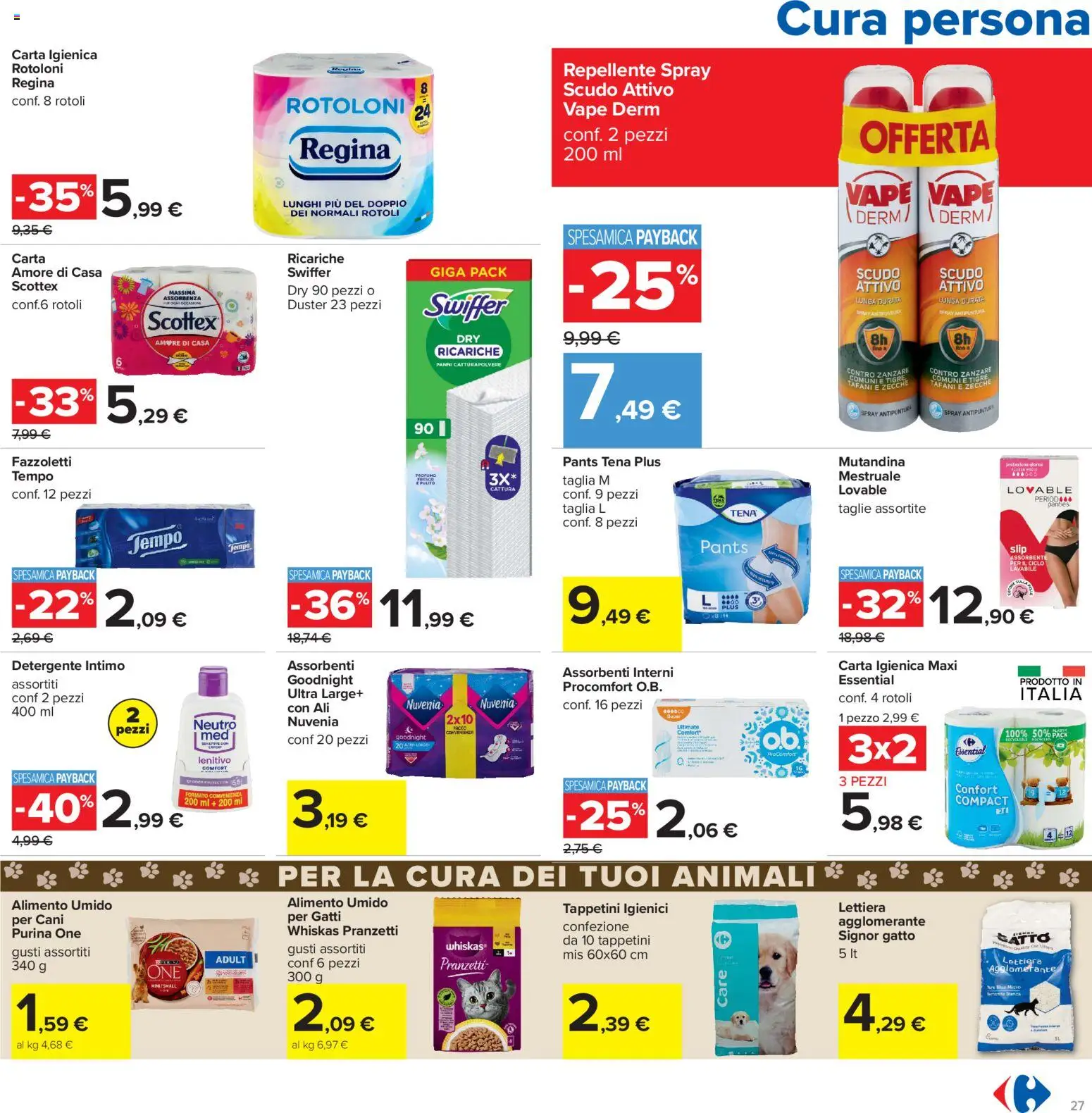 Volantino Carrefour del 13/07/2026 | Pagina: 27 | Prodotti: Carta igienica, Detergente intimo, Intimo, Slip