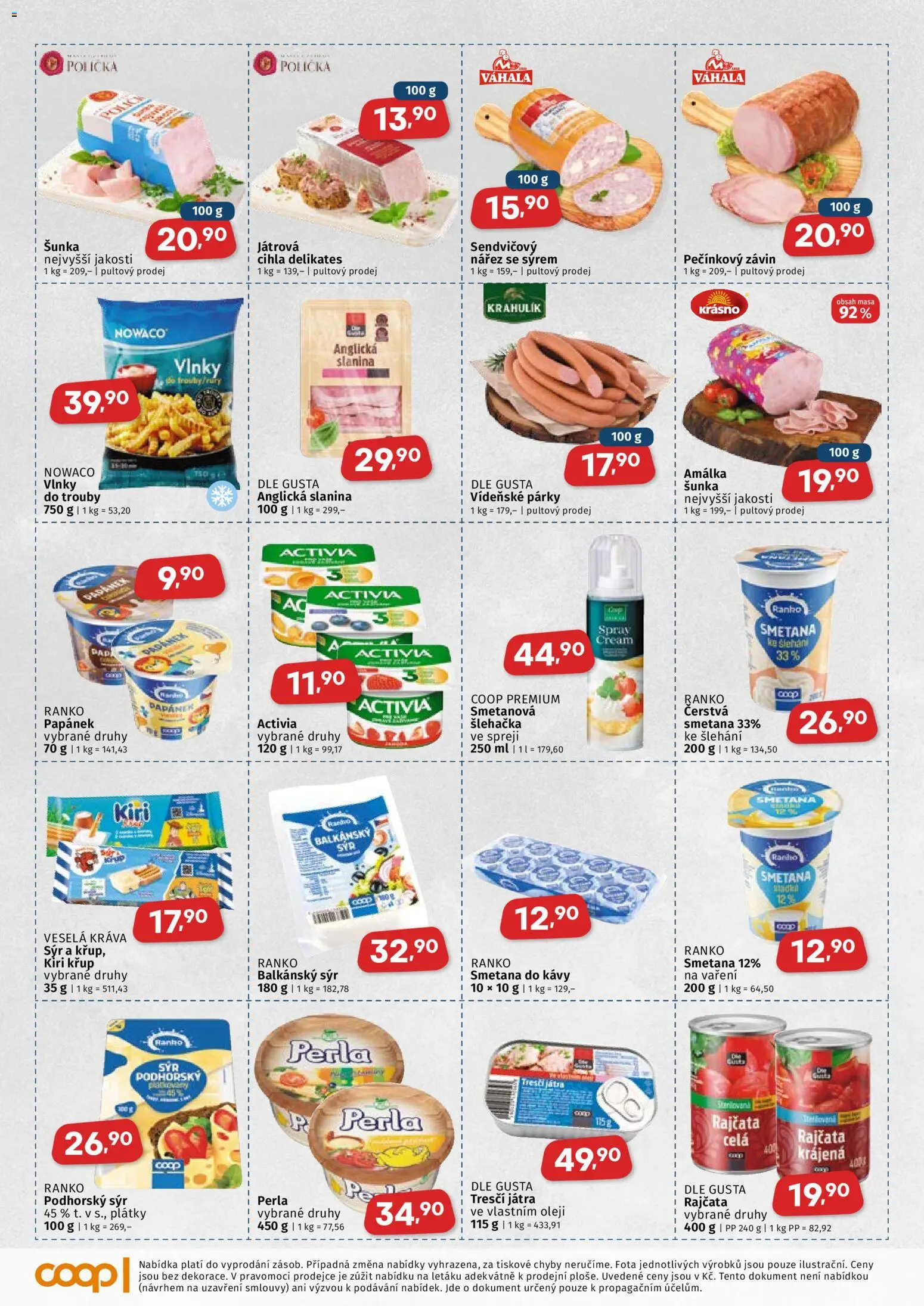 Coop leták - Východočeský region od 09.09.2026 | Strana: 2 | Produkty: Polička, Šunka, Šlehačka, Smetana do kávy