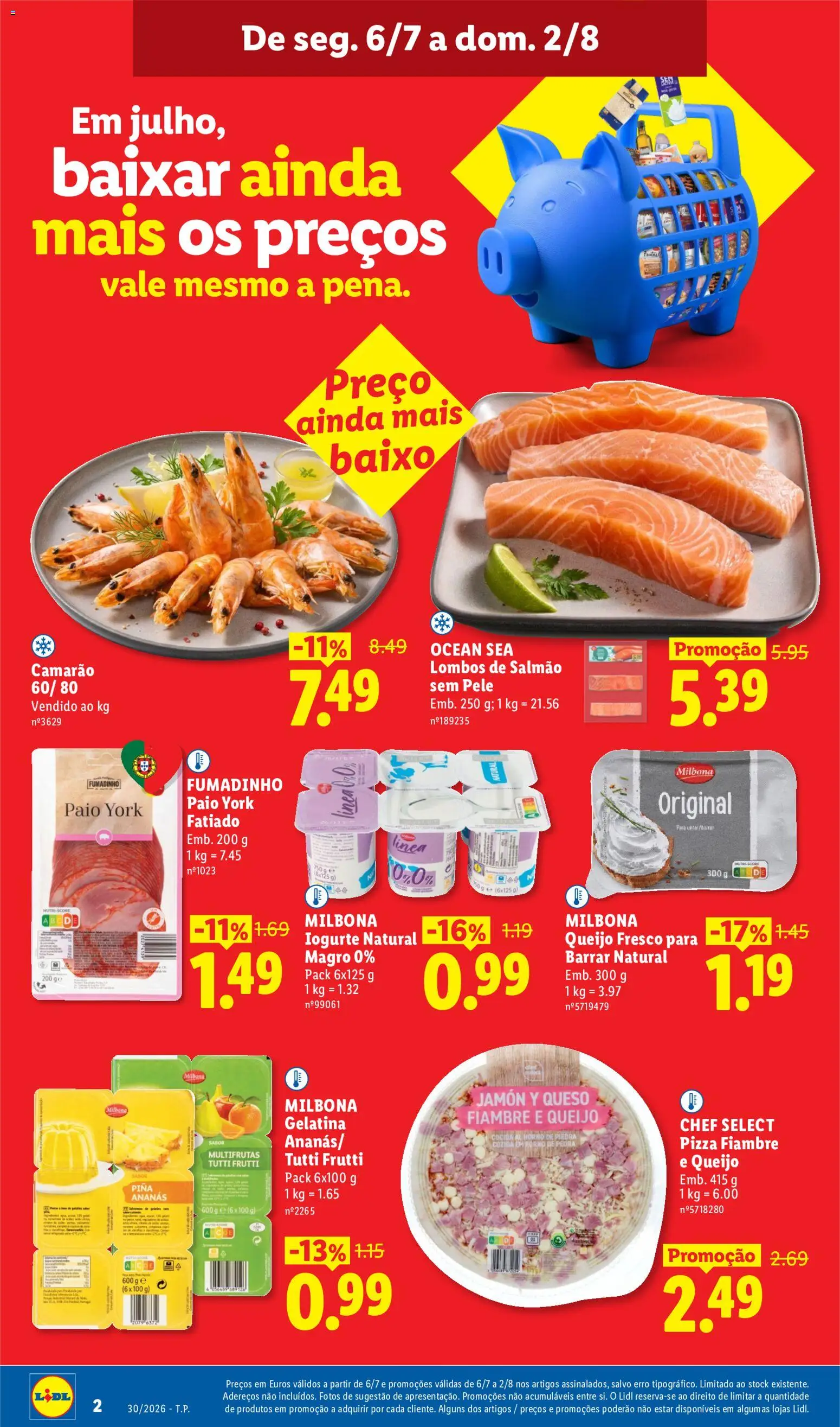 Lidl folheto │ válido de 20/07/2026 | Página: 2 | Produtos: Fiambre, Cream cheese, Queijo, Pizza