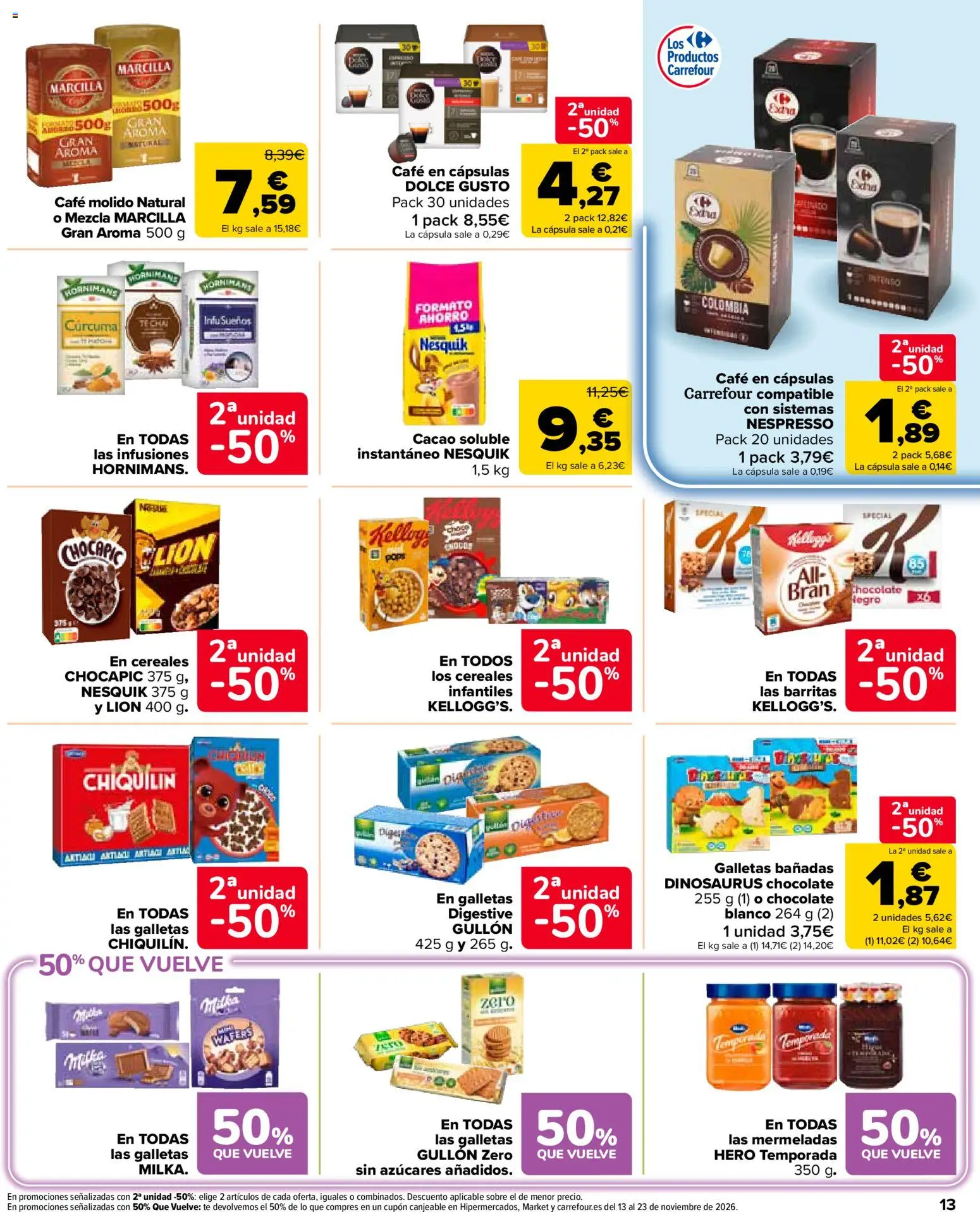 Carrefour Market folleto │ válido desde el 27/10/2026 | Página: 13 | Productos: Cápsulas, Chocolate, Cereales, Café en cápsulas