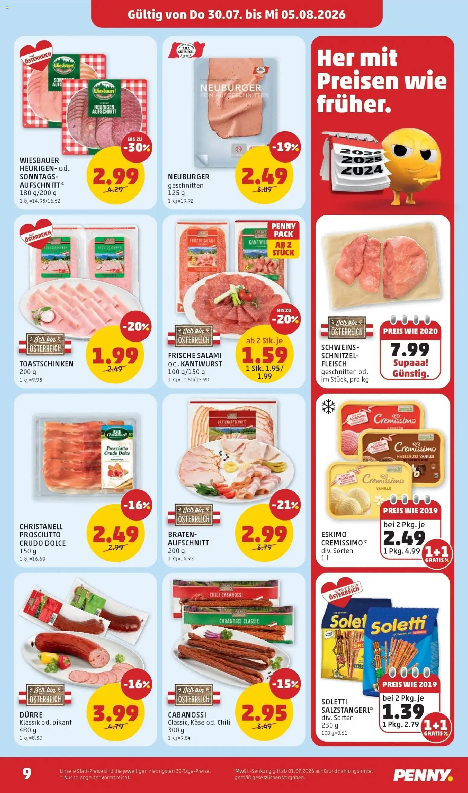 Penny Markt Die ganze Woche sparen gültig ab 30.07.2026 | Seite: 9 | Produkte: Chili, Vanille, Käse, Schinken
