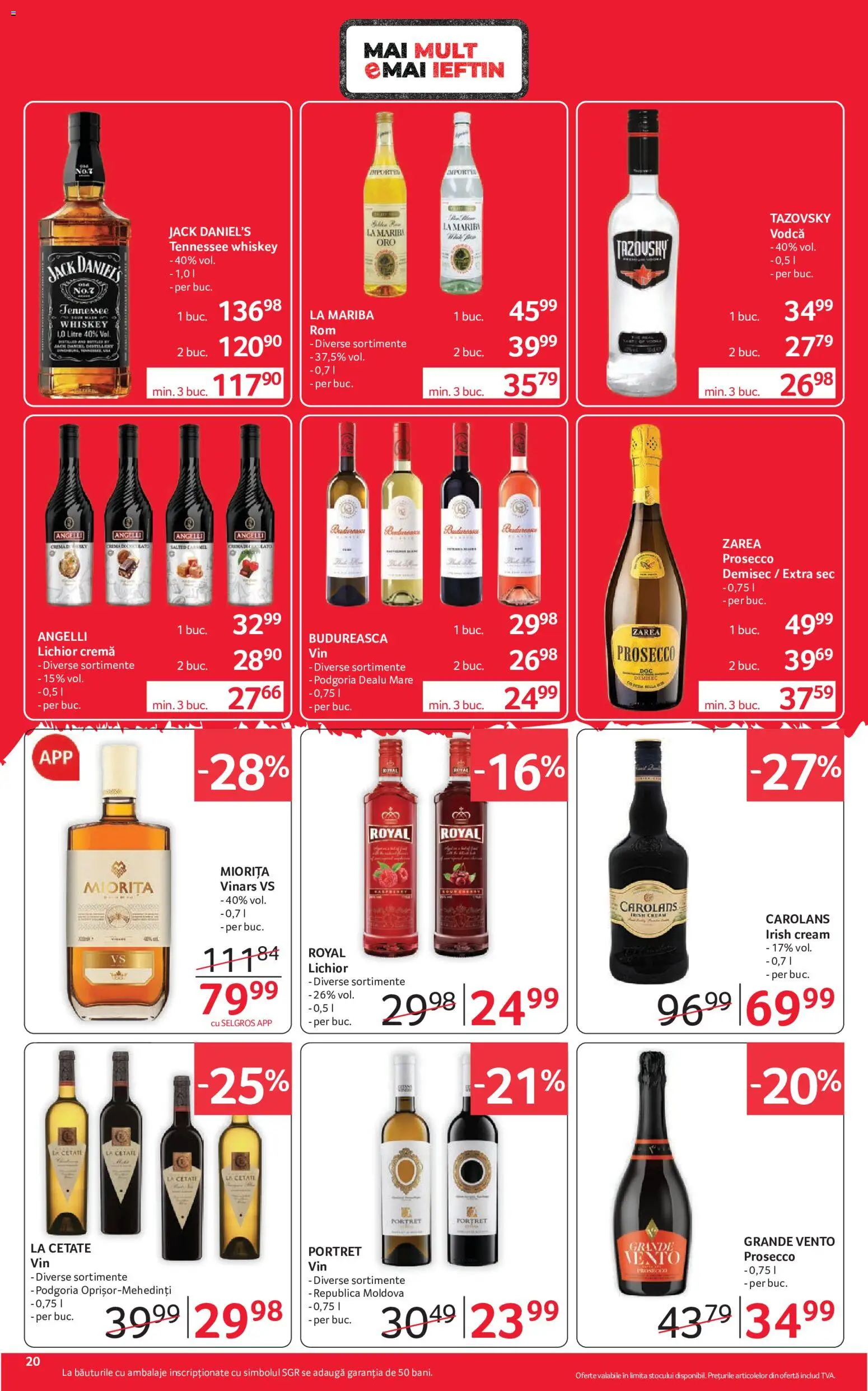 Noul catalog Selgros – valabil de la 02.10.2026 | Pagină: 20 | Produse: Vodca, Lichior, Cremă, Whiskey