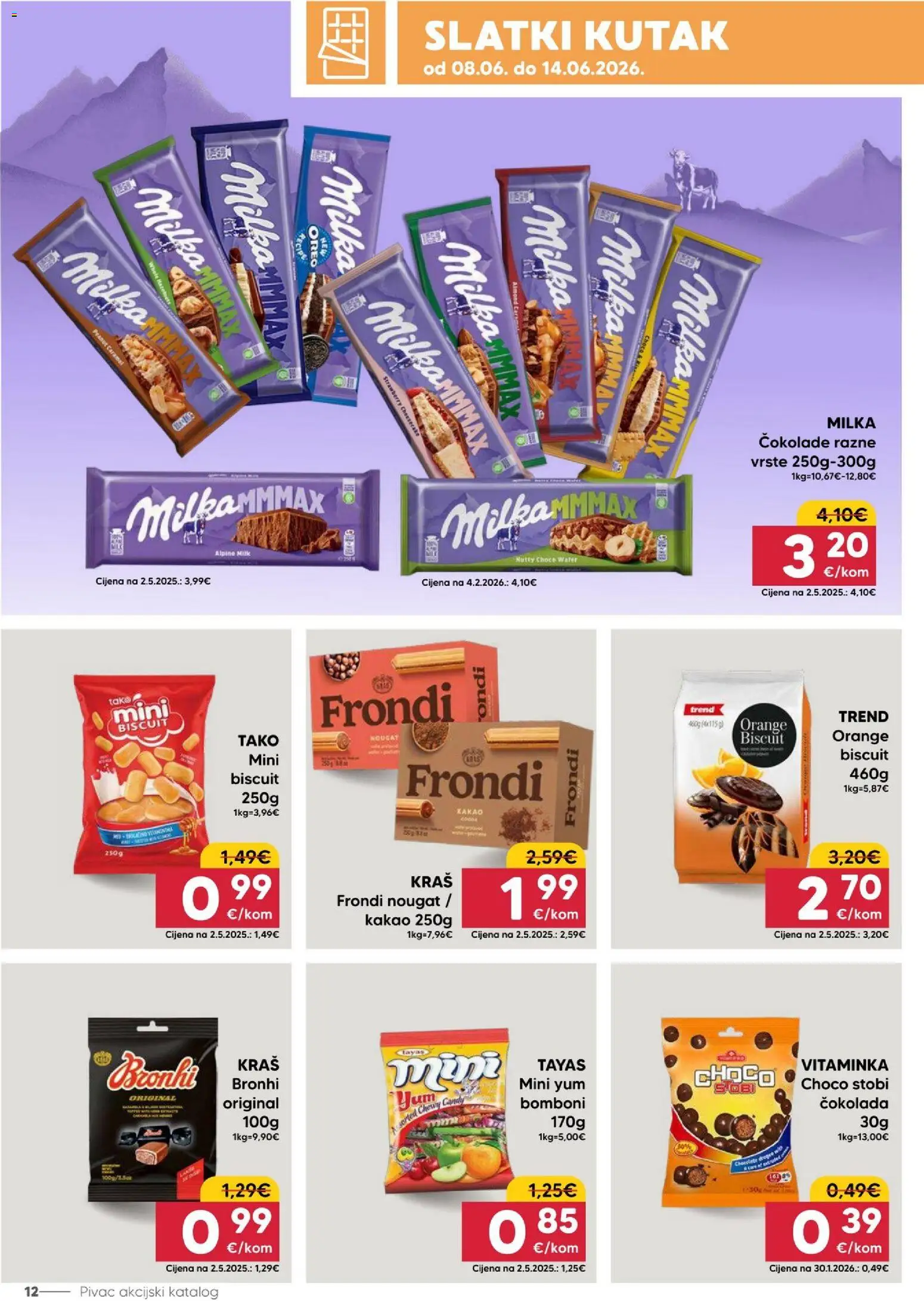 Pivac katalog | vrijedi od 08.06.2026 | Stranica: 12 | Proizvodi: Čokolada, Bomboni, Milka, Kakao