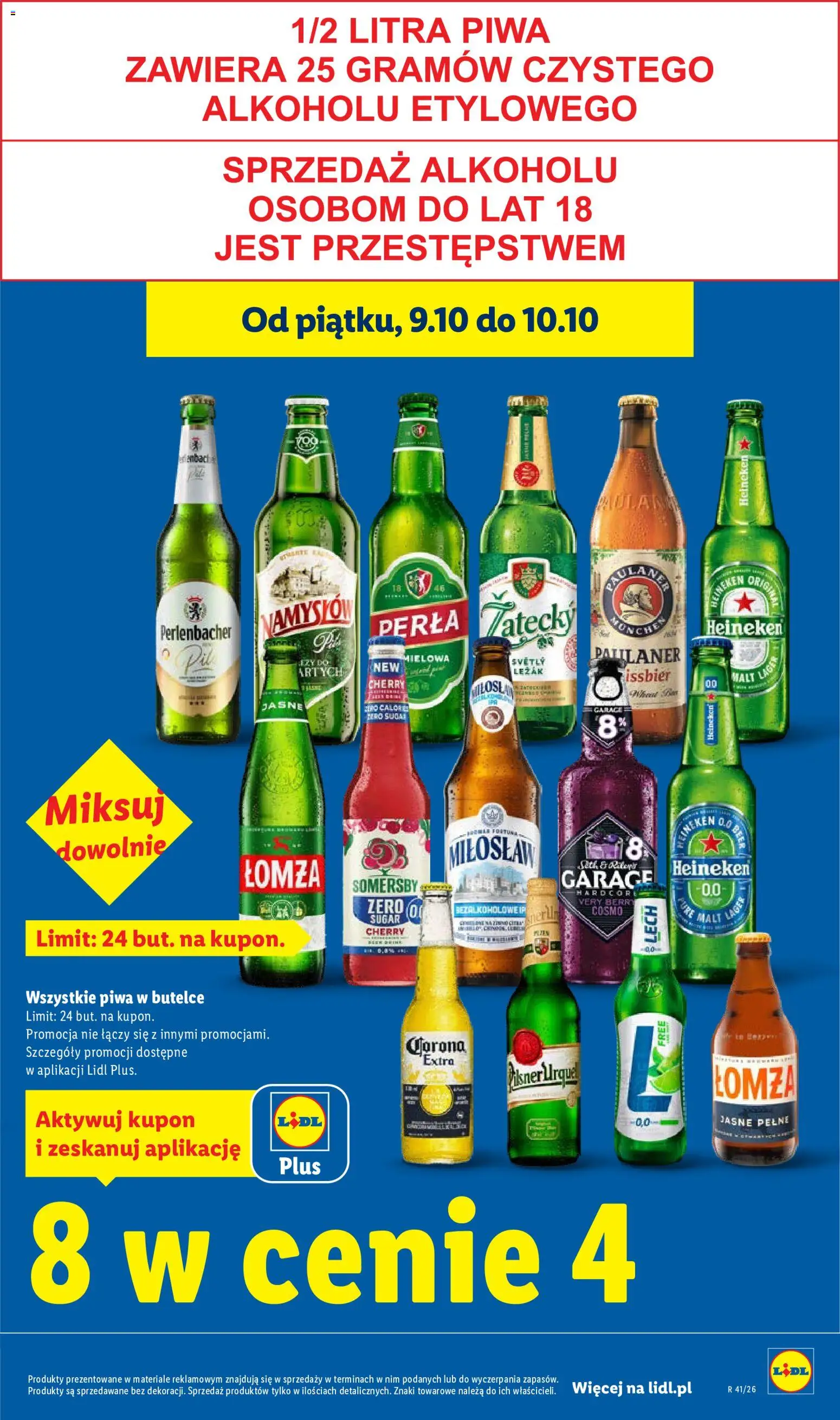 Lidl gazetka od 08.10.2026 | Strona: 7 | Produkty: Lech, Corona Extra, Pilsner urquell, Leżak