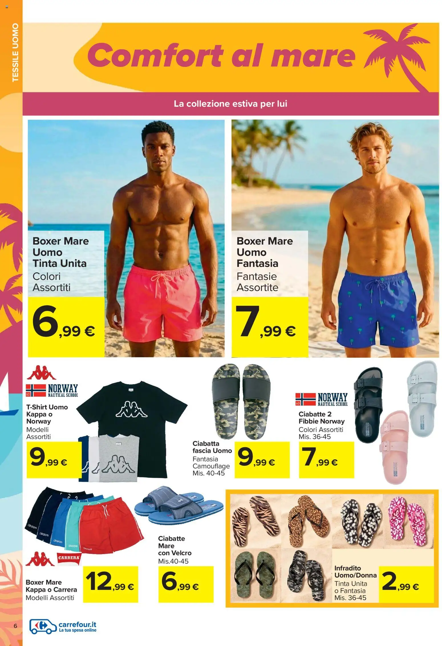 Volantino Carrefour del 01.06.2026 | Pagina: 6 | Prodotti: Boxer, Ciabatte, Infradito