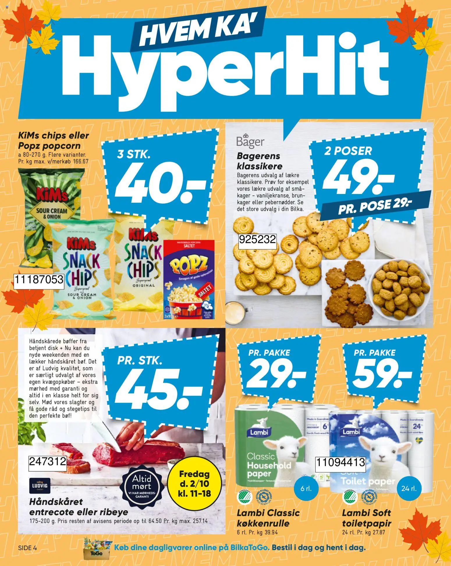 Bilka tilbudsavis – gyldig fra 02/10/2026 | Side: 4 | Produkter: Dagligvarer, Bøffer, Chips, Disk