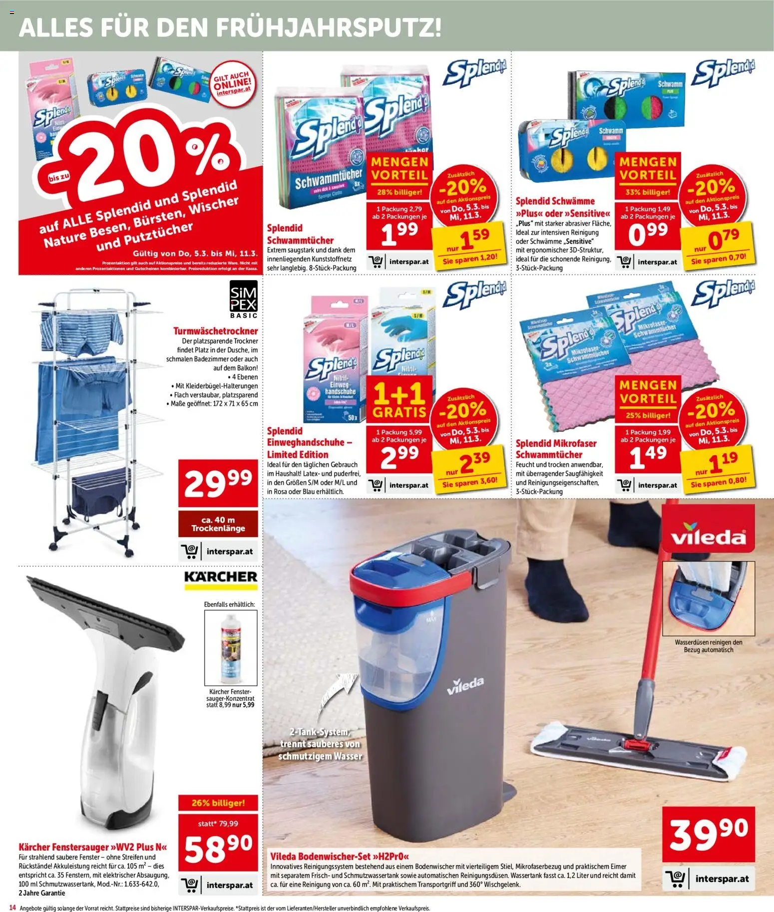 Interspar Flugblatt - Vorarlberg gültig ab 05.03.2026 | Seite: 14 | Produkte: Wasser, Handschuhe, Trockner