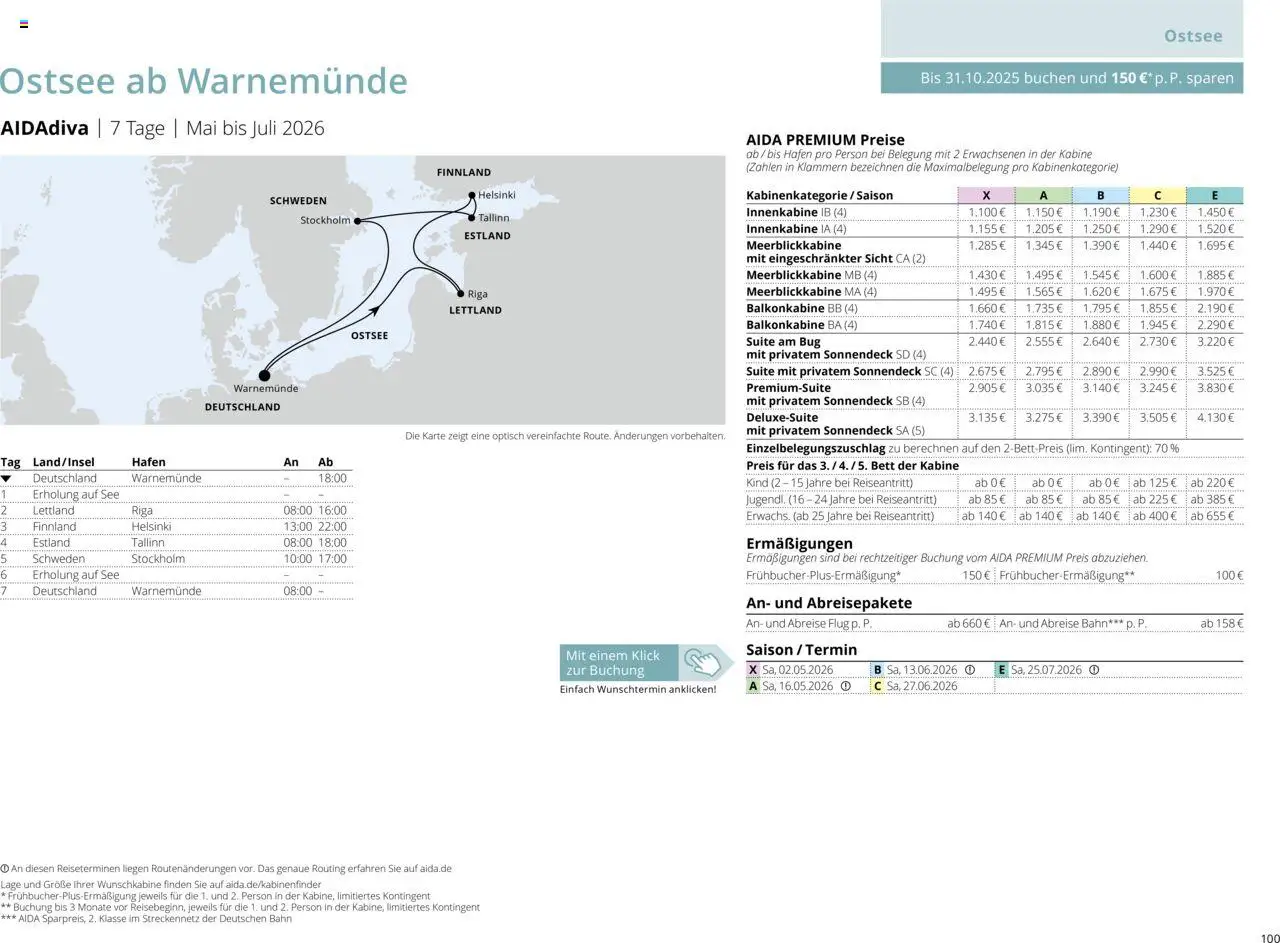 Aida Sommer 2026 – gültig ab 01.03.2026 | Seite: 100 | Produkte: Bett
