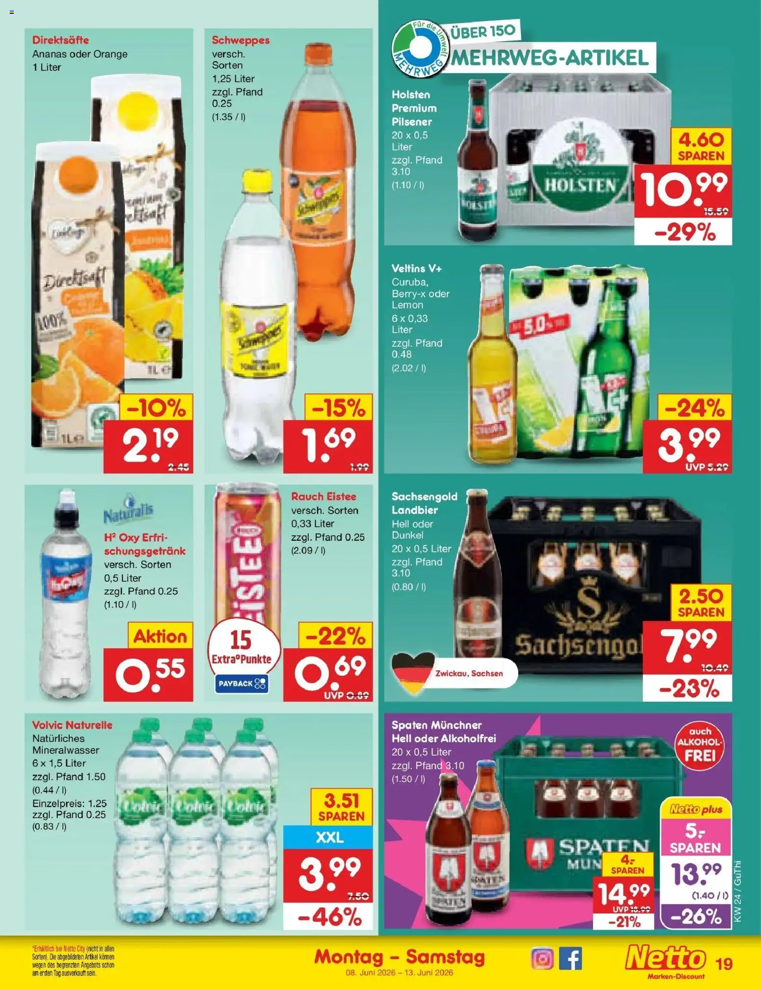 Netto Marken-Discount Prospekt Pirna – gültig ab 08.06.2026 | Seite: 31 | Produkte: Ananas, Holsten, Schweppes, Veltins