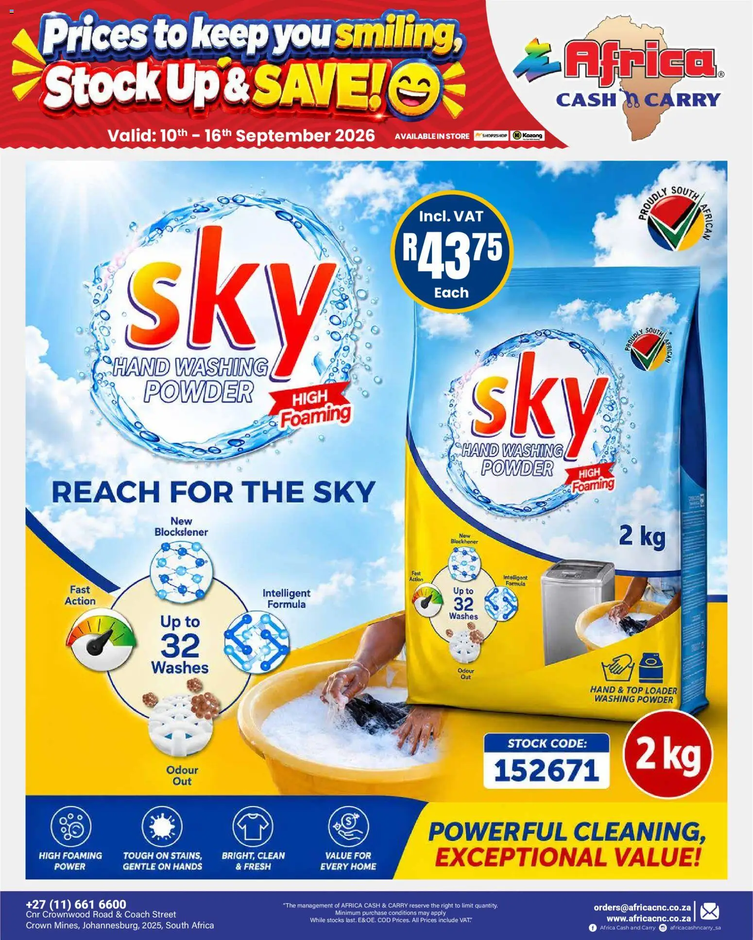 New Africa Cash & Carry catalogue – valid from 10/09/2026 | Page: 15 | Products: Powder, Stock, Washing powder
