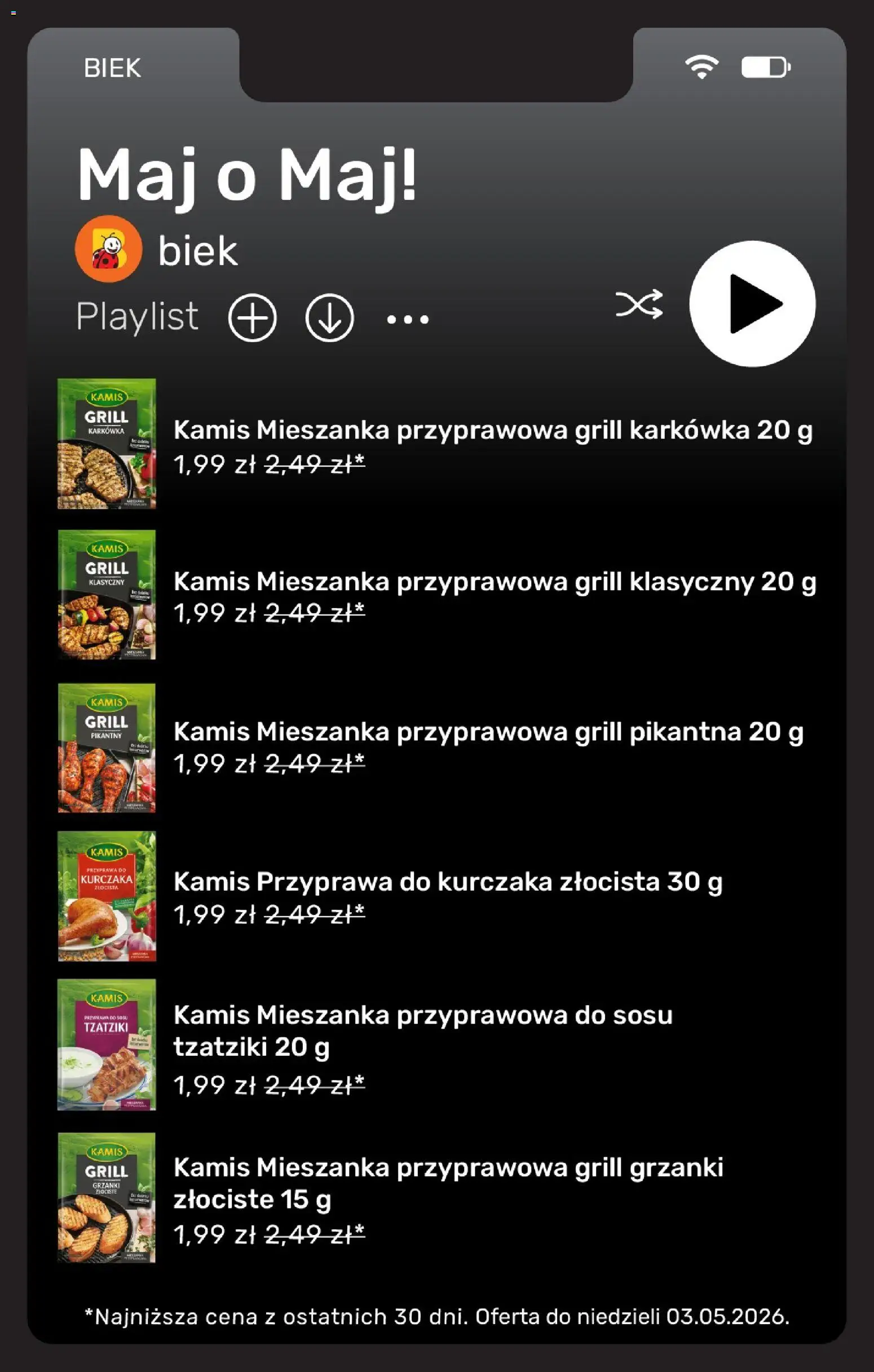 Biedronka gazetka - Biek Exspress od 01.05.2026 | Strona: 9 | Produkty: Tzatziki, Karkówka, Grill