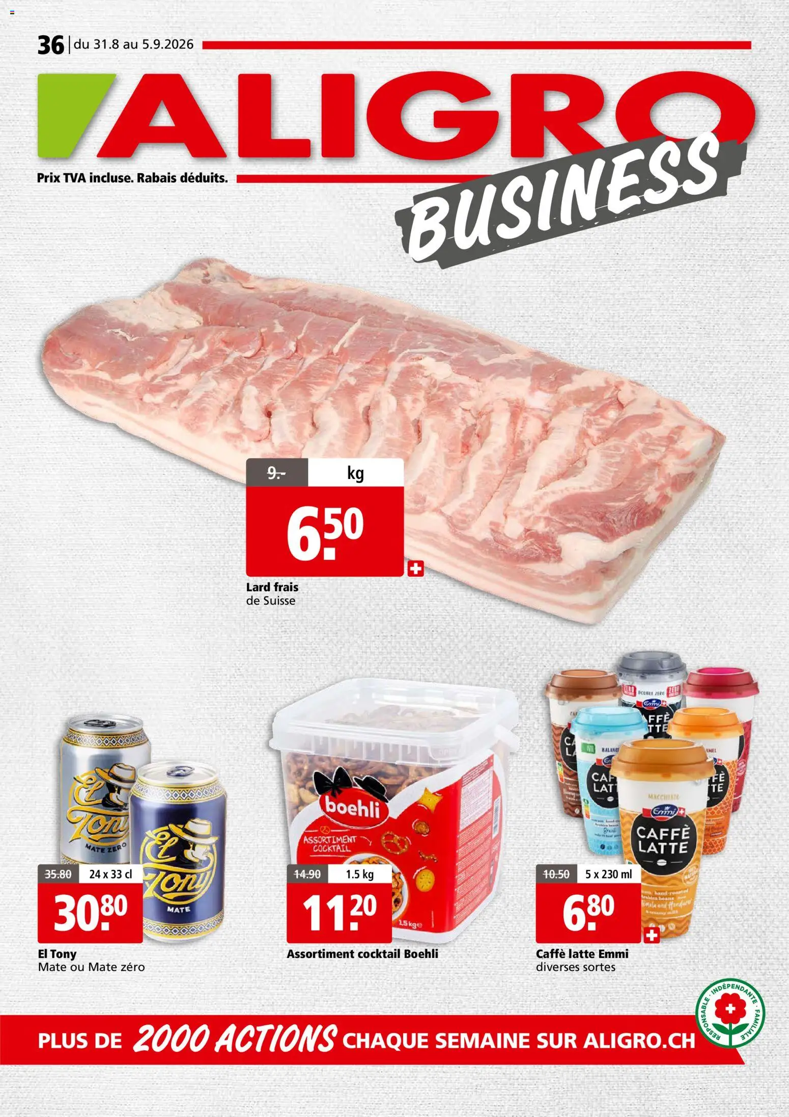 Aligro aktionen Business Chavannes, Matran, Genève, Sion – gültig ab 31.08.2026 | Seite: 1