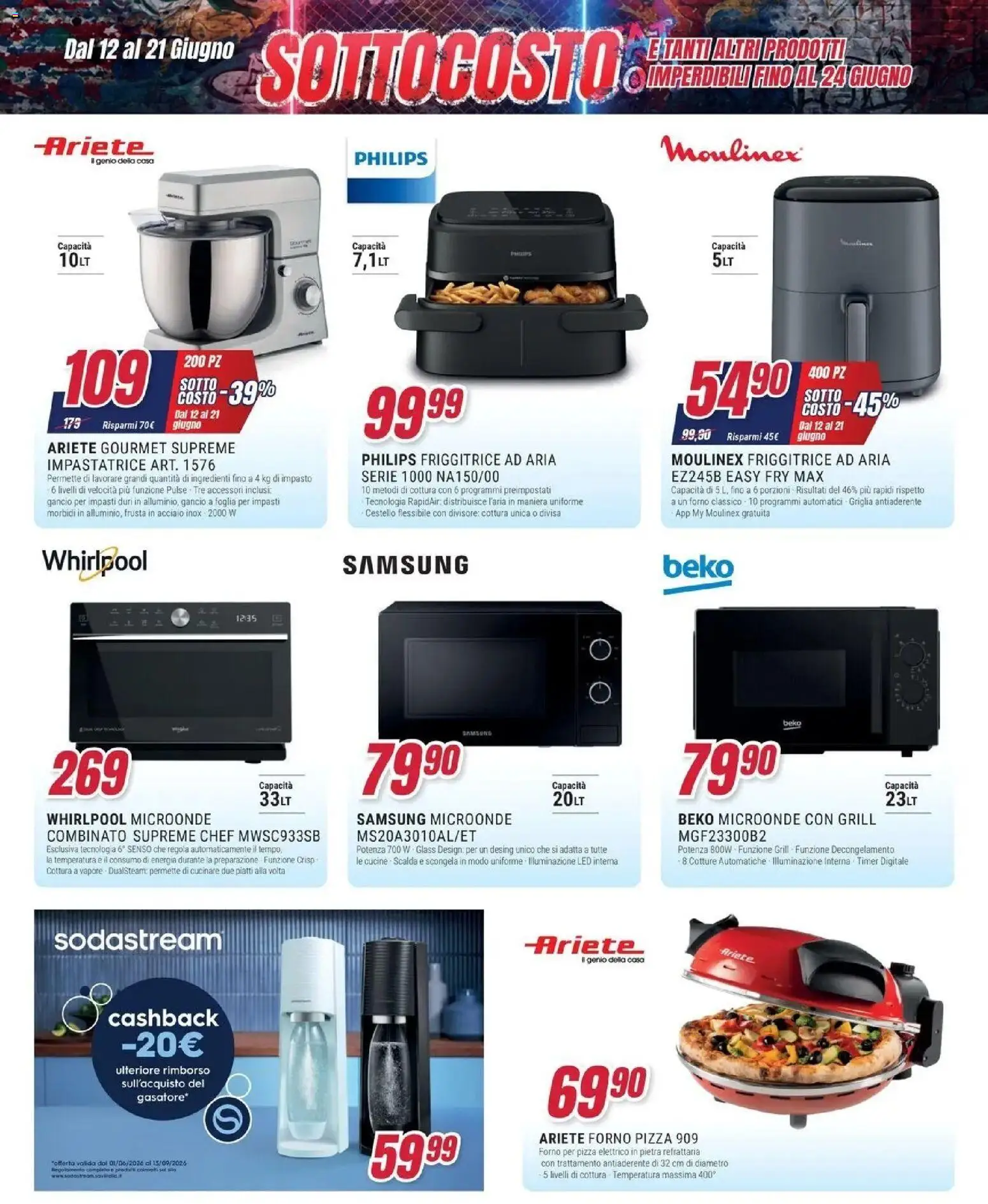 Volantino Trony del 11.06.2026 | Pagina: 12 | Prodotti: Gasatore, Cucine, Impastatrice, Samsung