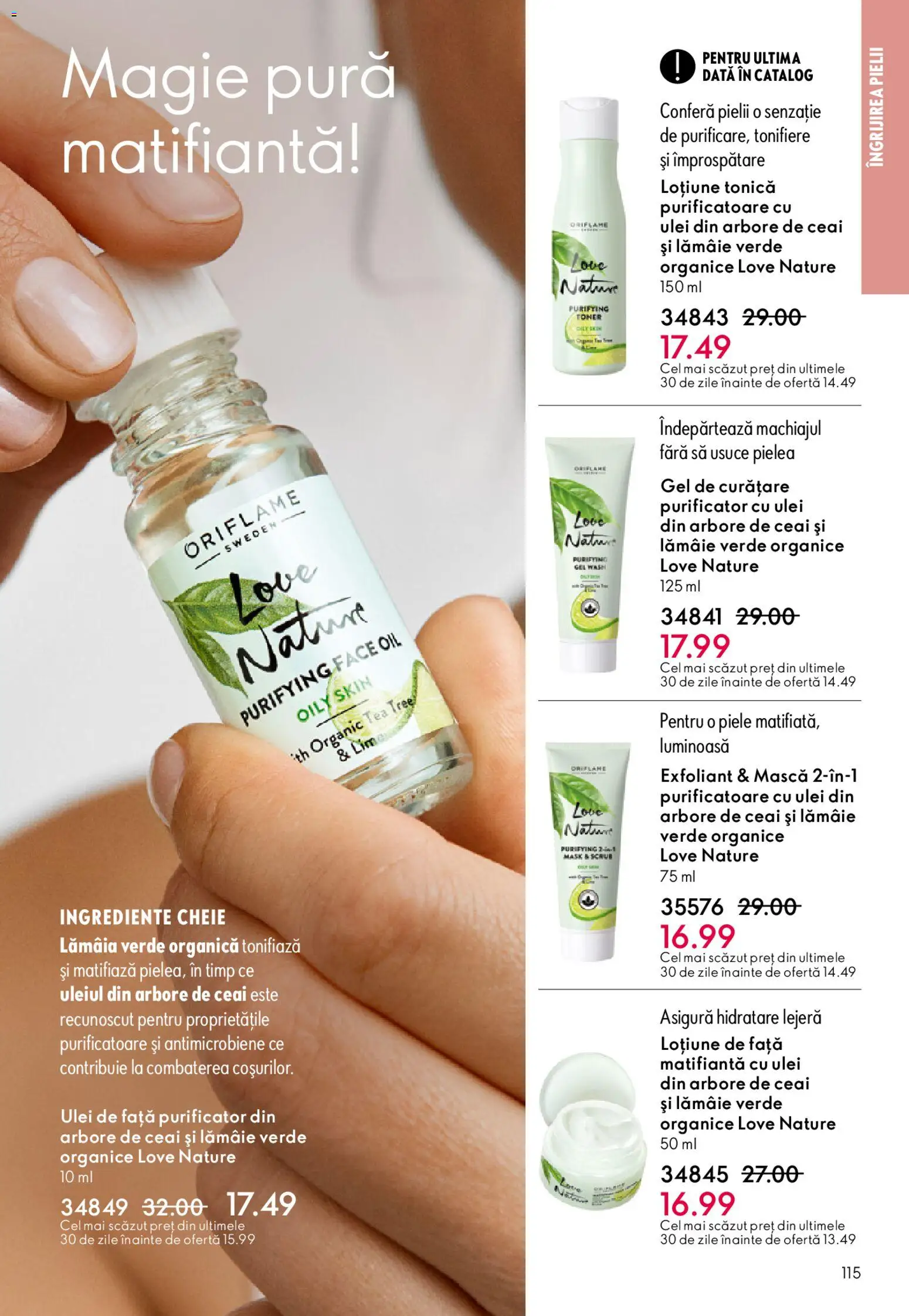 Noul catalog Oriflame – valabil de la 06.05.2026 | Pagină: 115 | Produse: Loțiune tonică, Gel de curățare, Ulei, Lămâie