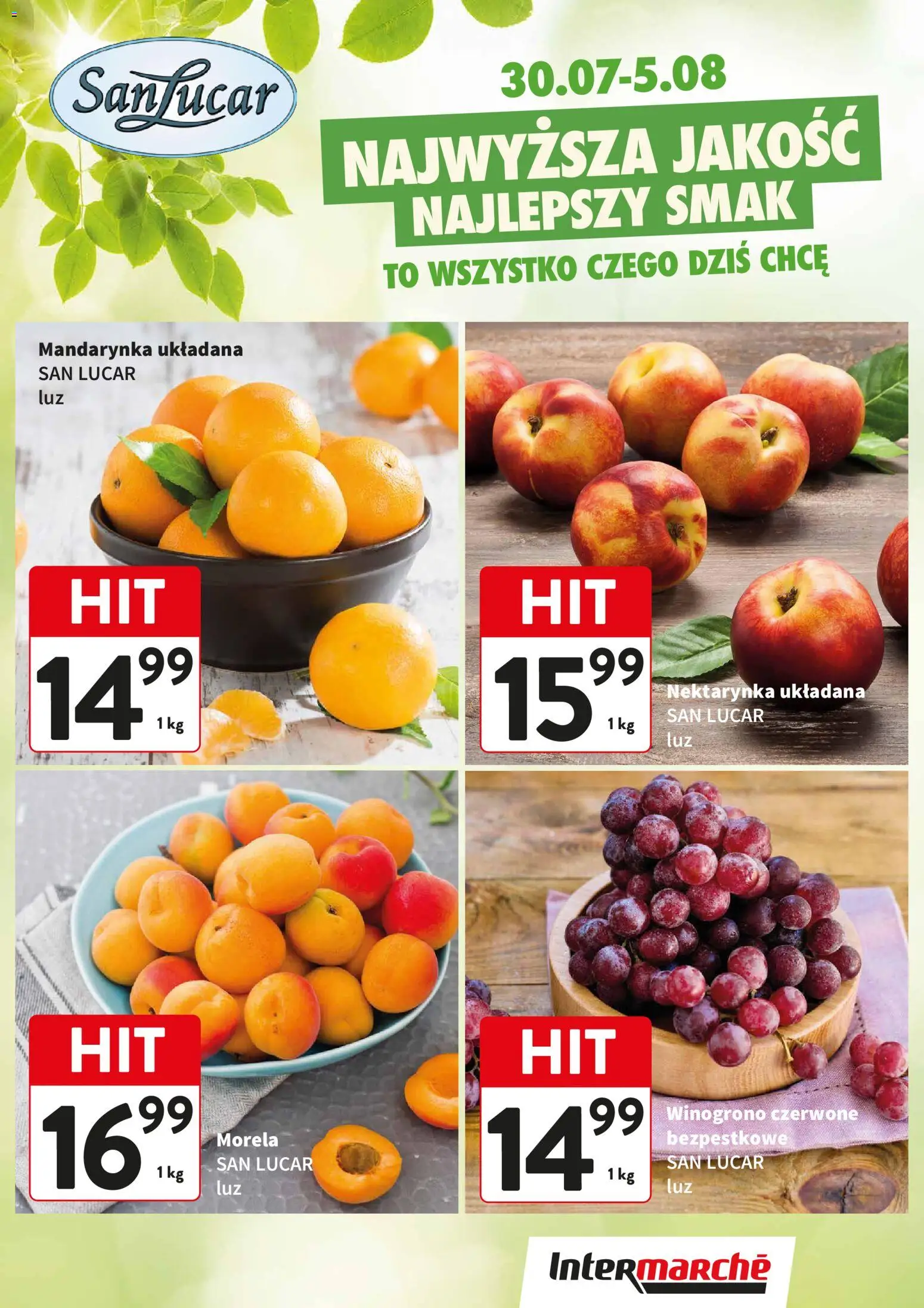 Intermarche gazetka - Świeży Hit od 30.07.2026 | Strona: 1 | Produkty: Nektarynka, Winogrono