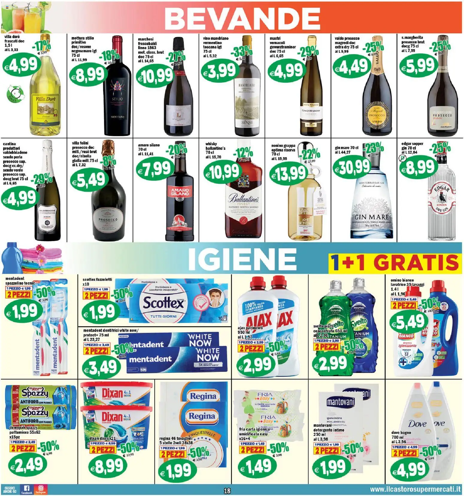 Volantino Il Castoro del 01/07/2026 | Pagina: 18 | Prodotti: Detergente, Fazzoletti, Whisky, Amaro