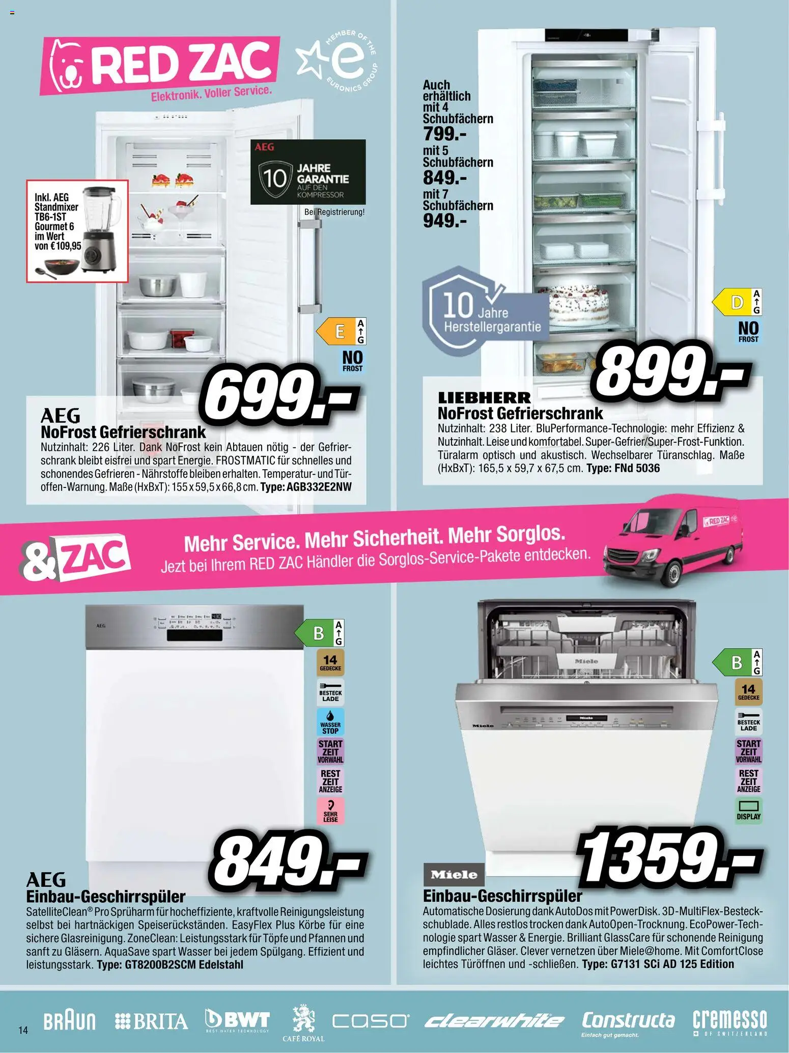 RED ZAC Flugblatt gültig ab 27.05.2026 | Seite: 14 | Produkte: Wasser, Gefrierschrank, Schrank