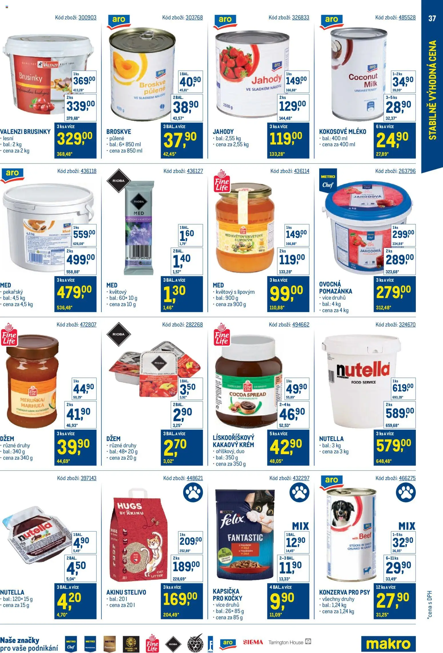 Makro leták - Stabilně výhodná cena od 18.05.2026 | Strana: 37 | Produkty: Džem, Mléko, Brusinky, Nutella