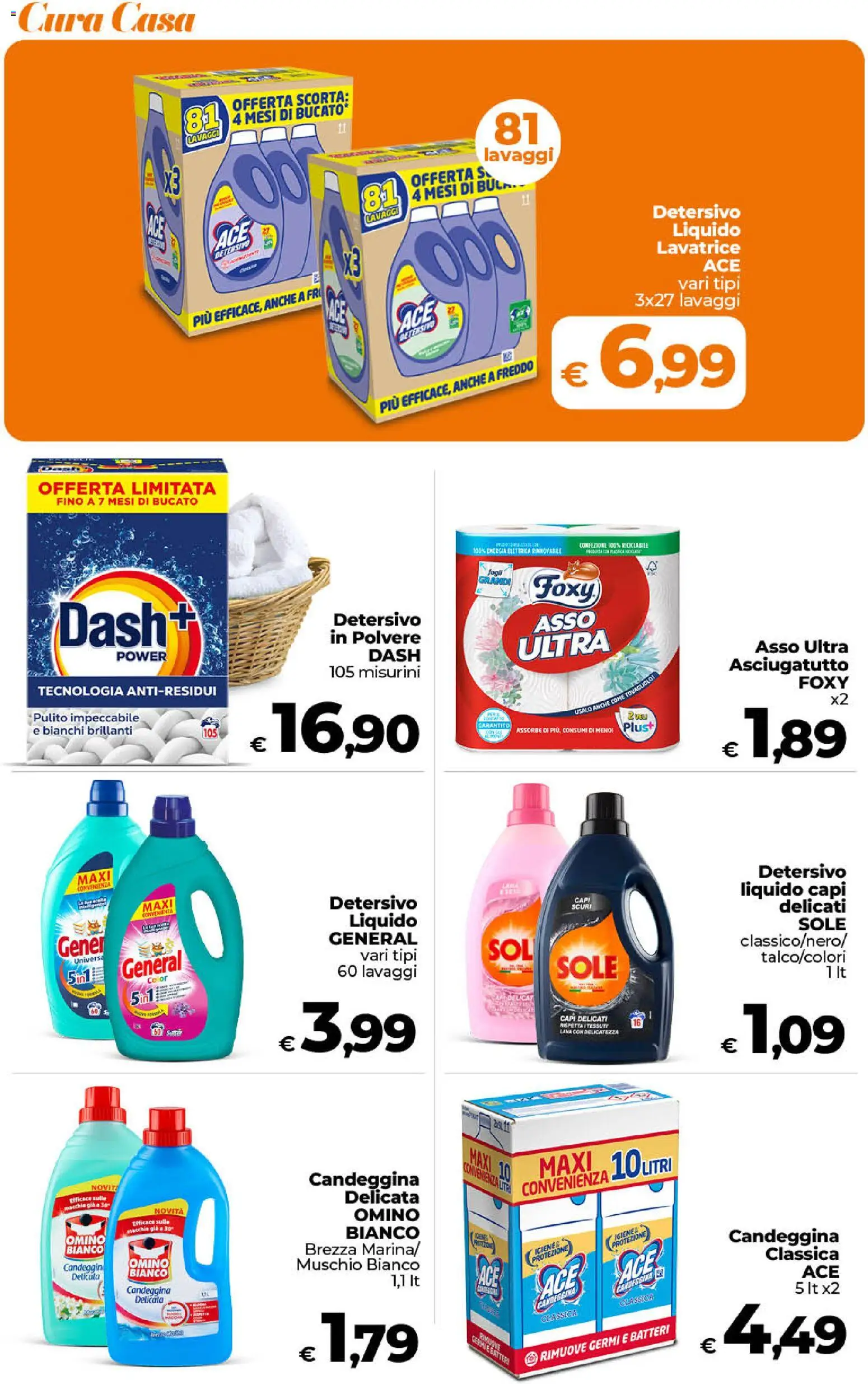 Volantino Ipercoop del 31/07/2026 | Pagina: 49 | Prodotti: Detersivo in polvere, Candeggina, Lavatrice, Asciugatutto