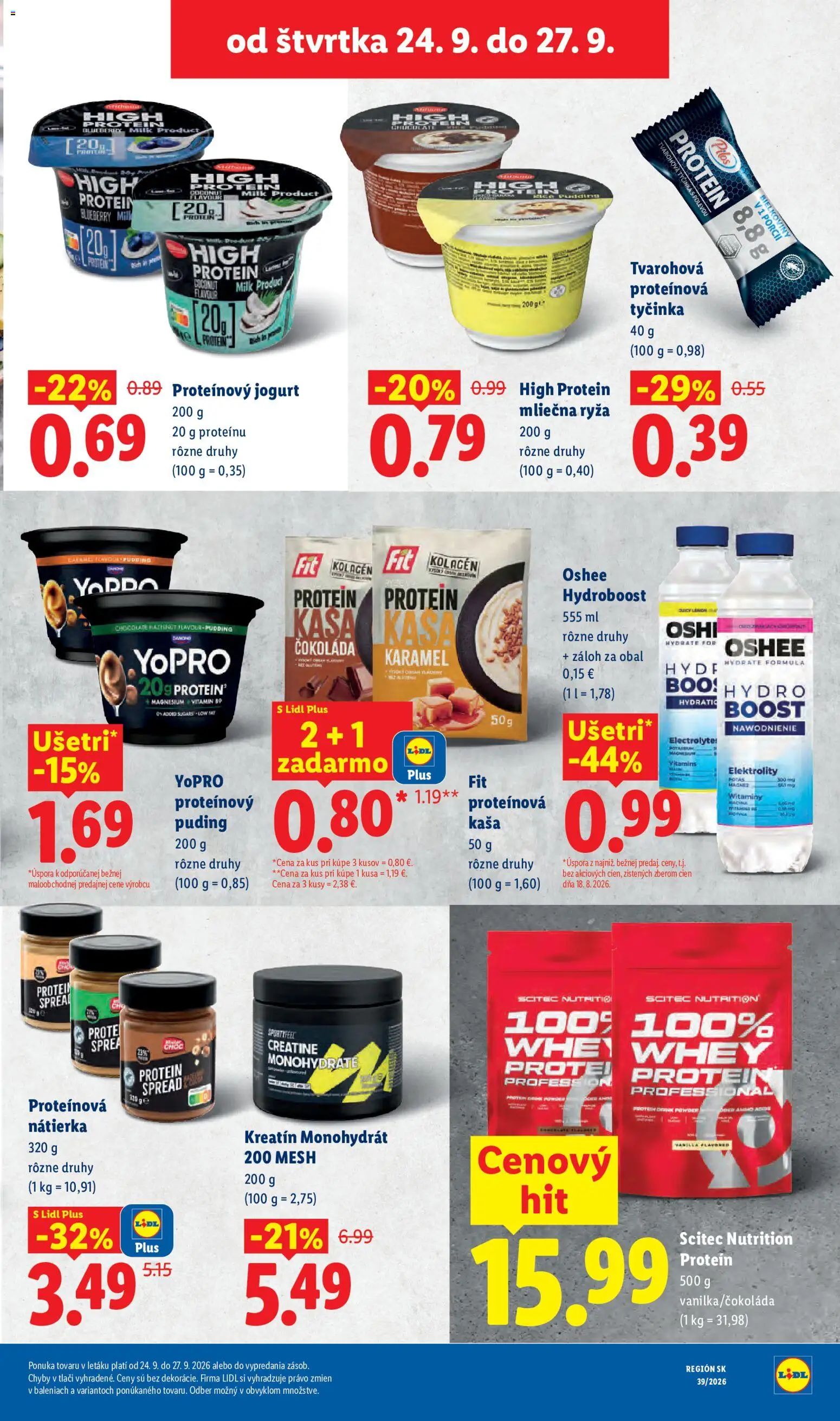 Nové Lidl akcie – leták je platný od 21.09.2026 | Strana: 71 | Produkty: Jogurt, Protein, Čokoláda, Kaša