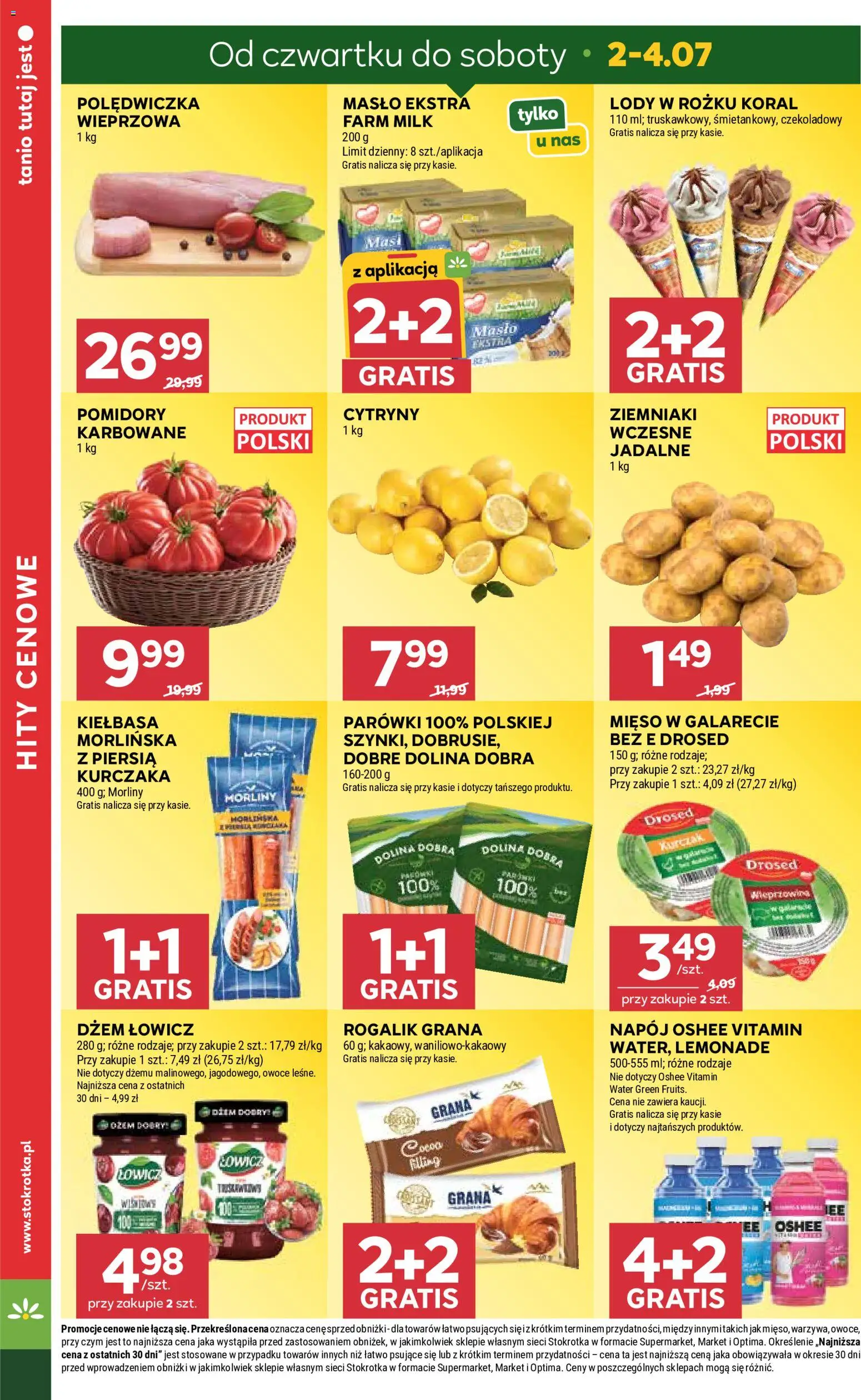 Stokrotka gazetka - Market od 02.07.2026 | Strona: 4 | Produkty: Mięso, Parówki, Dżem, Owoce