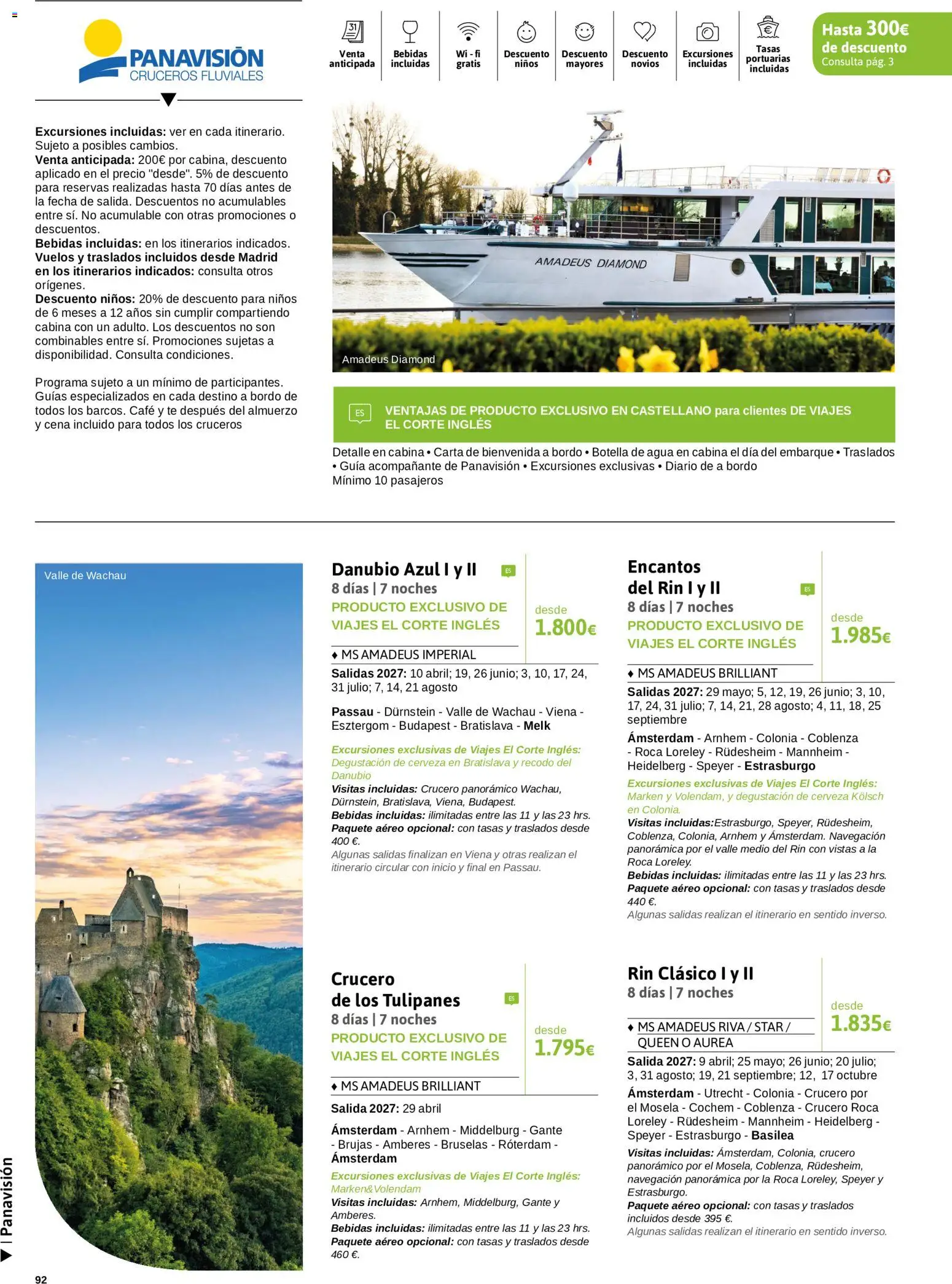 Viajes El Corte Inglés Crucero fantástico │ válido desde el 14/09/2026 | Página: 92 | Productos: Botella de agua, Café, Cerveza, Agua
