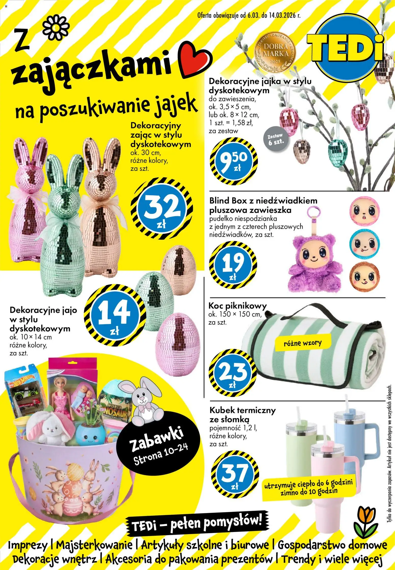 TEDi gazetka od 06.03.2026 | Strona: 1 | Produkty: Koc, Pudełko, Jajka, Artykuły szkolne