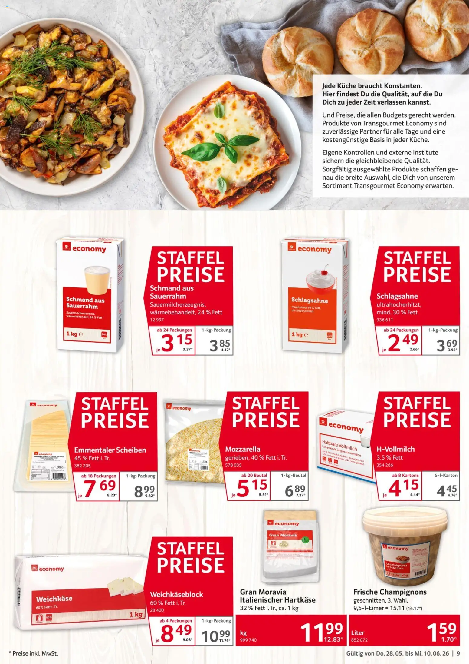 Selgros Gastronomie – gültig ab 28.05.2026 | Seite: 9 | Produkte: Küche, Champignons, Frische champignons, Sauerrahm