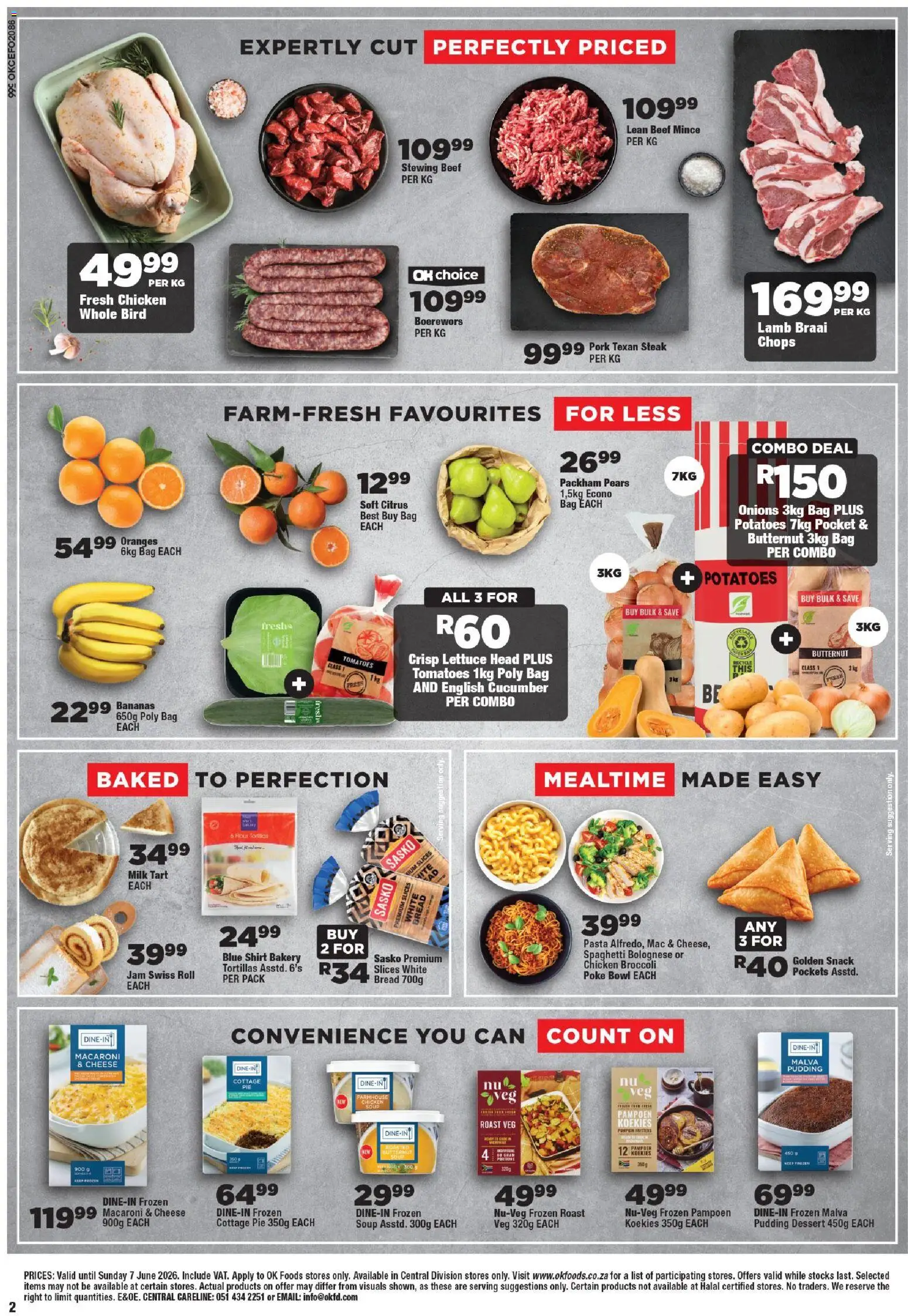 New OK Foods catalogue – valid from 25.05.2026 | Page: 2 | Products: Chicken, Pork, Pasta, Onions