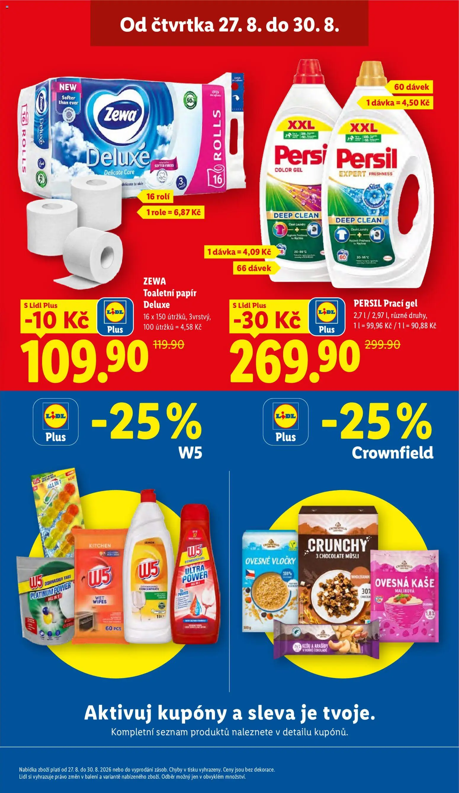 Lidl leták od 27.08.2026 | Strana: 3 | Produkty: Zewa deluxe, Vločky, Zewa Toaletní papír, W5