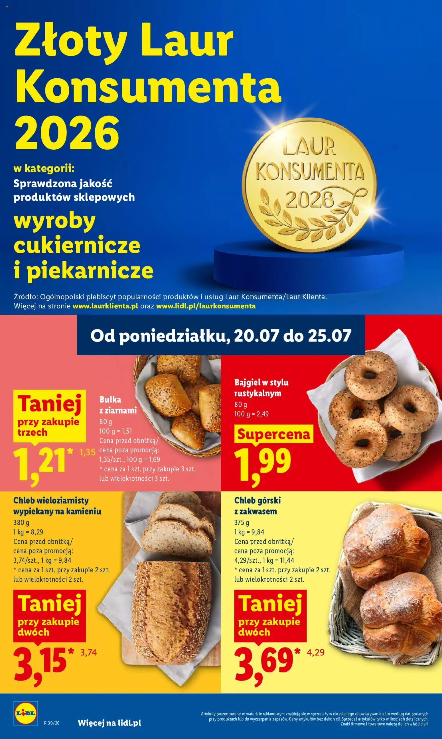 Lidl gazetka od 20.07.2026 | Strona: 62 | Produkty: Chleb górski, Bułka, Chleb, Chleb wieloziarnisty