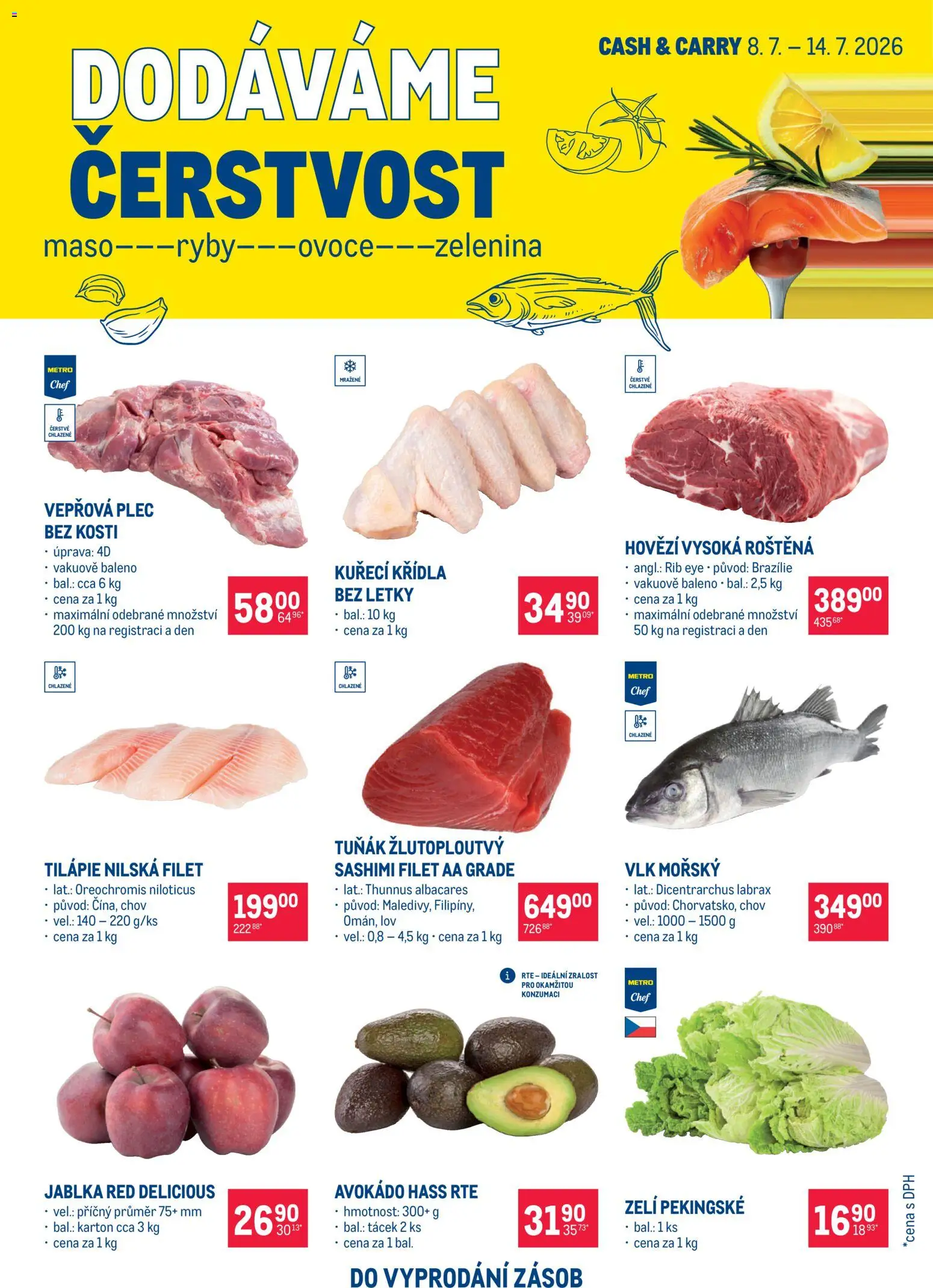Makro leták - Ultra fresh nabídka od 08.07.2026 | Strana: 2 | Produkty: Ovoce, Hovězí, Tilapie, Maso