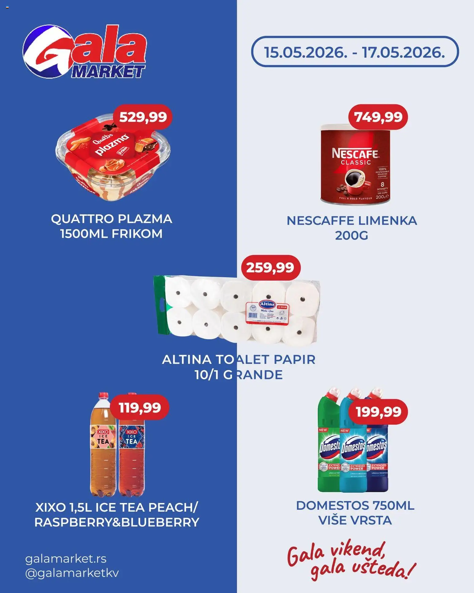 Gala MARKET katalog - važi od 15.05.2026 | Strana: 1 | Proizvode: Toalet papir, Plazma
