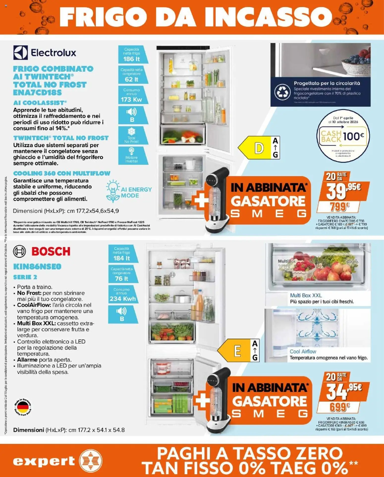 Volantino Expert del 02/07/2026 | Pagina: 9 | Prodotti: Gasatore, Frutta, Freezer, Frigorifero