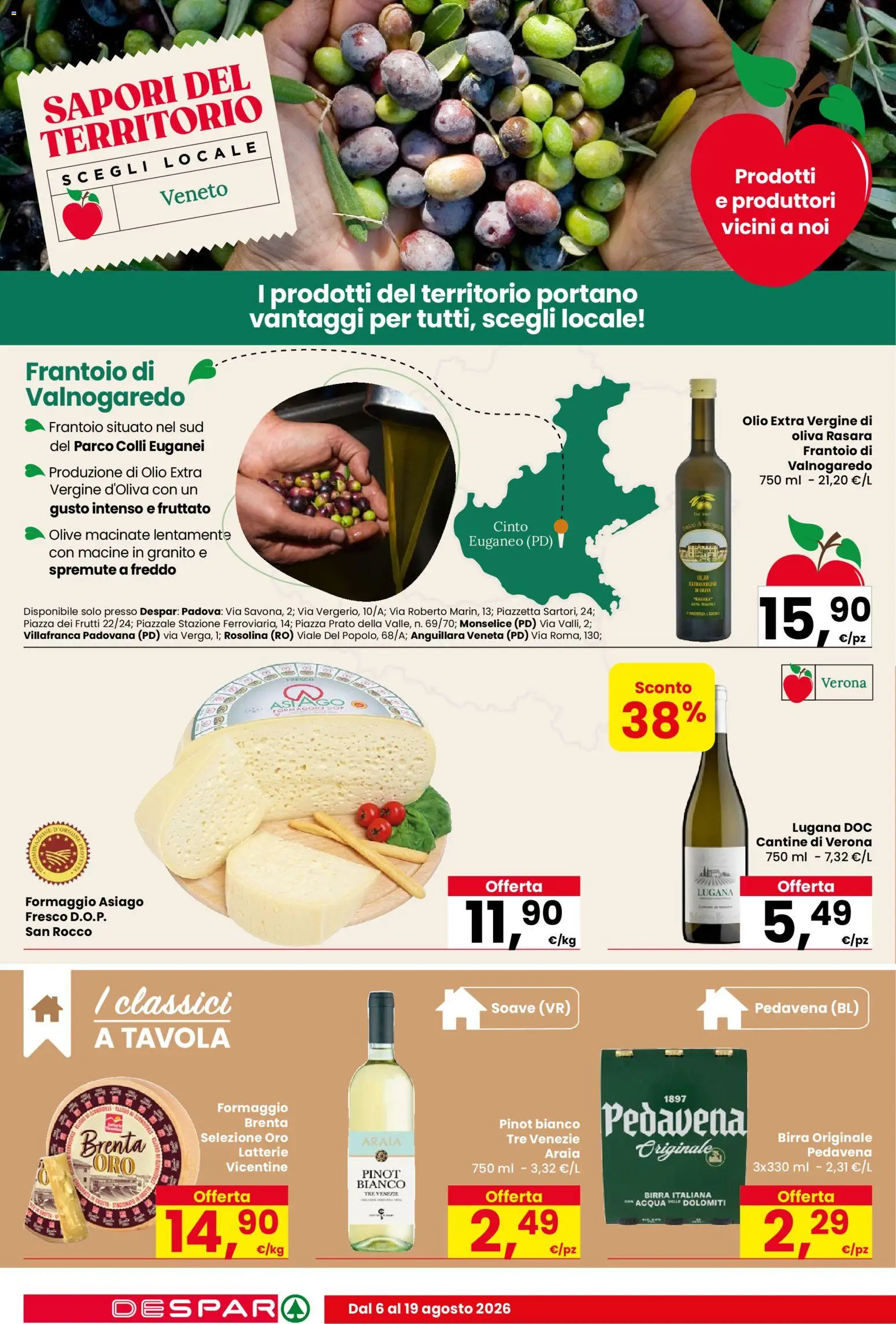 Volantino Despar del 06/08/2026 | Pagina: 8 | Prodotti: Acqua, Olio, Olive, Olio extra vergine